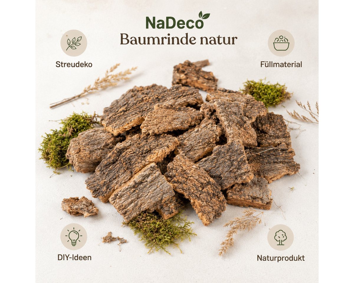 NaDeco Bastelnaturmaterial Baumrinde in Natur, Größe 5-6cm, Packung mit ca. 200g Deko-Rinde Bild 5