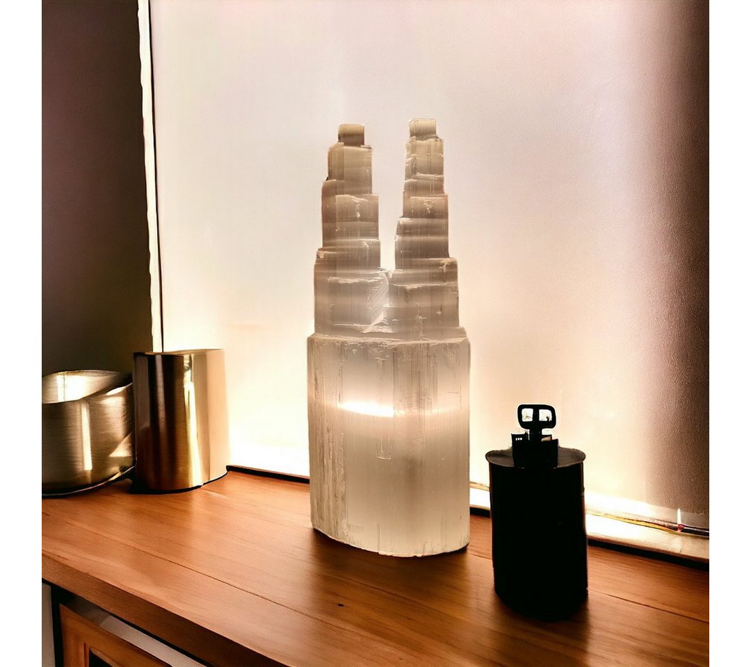 Landster Nachttischlampe Selenite Turm Lampe Zwillingsturm tischleuchte Kristall Tischlampe Bild 2