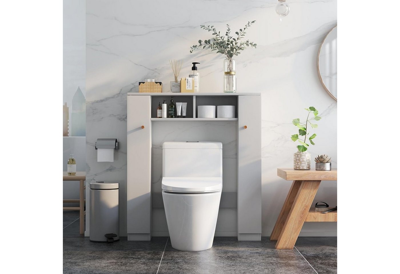 KOMFOTTEU Badregal Toiletteschrank, freistehender Toilettenregal, 87,5 x 18 x 98 cm Bild 3