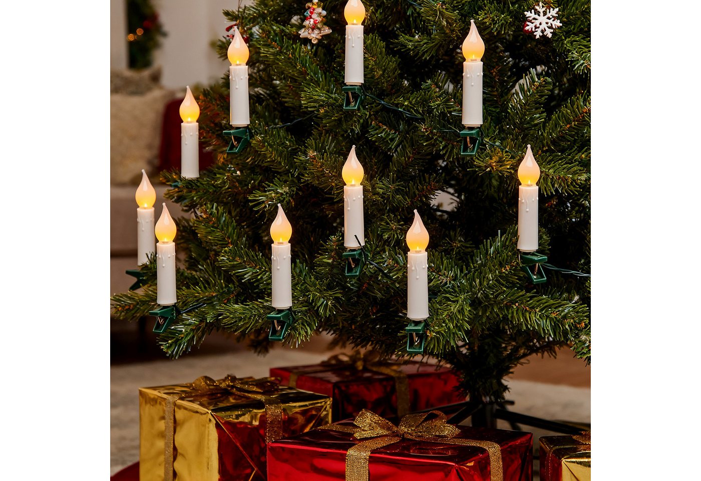 Aigostar LED-Lichtervorhang Lichterkerzen Weihnachtsbaum 5M- 25 Weihnachtsbaumkerzen mit Clip, 8 Modi Bild 2