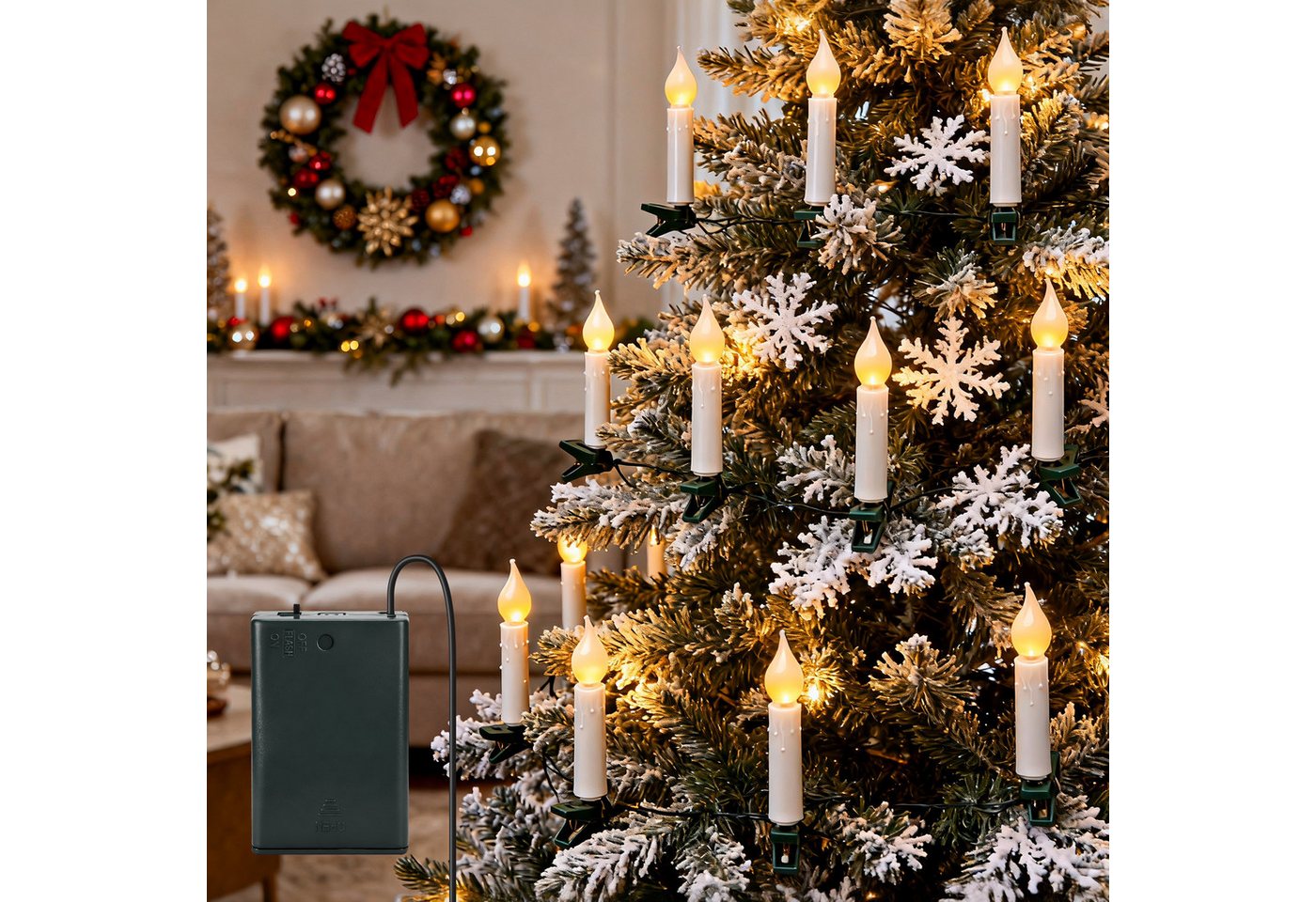 Aigostar LED-Lichtervorhang Lichterkerzen Weihnachtsbaum 5M- 25 Weihnachtsbaumkerzen mit Clip, 8 Modi Bild 3