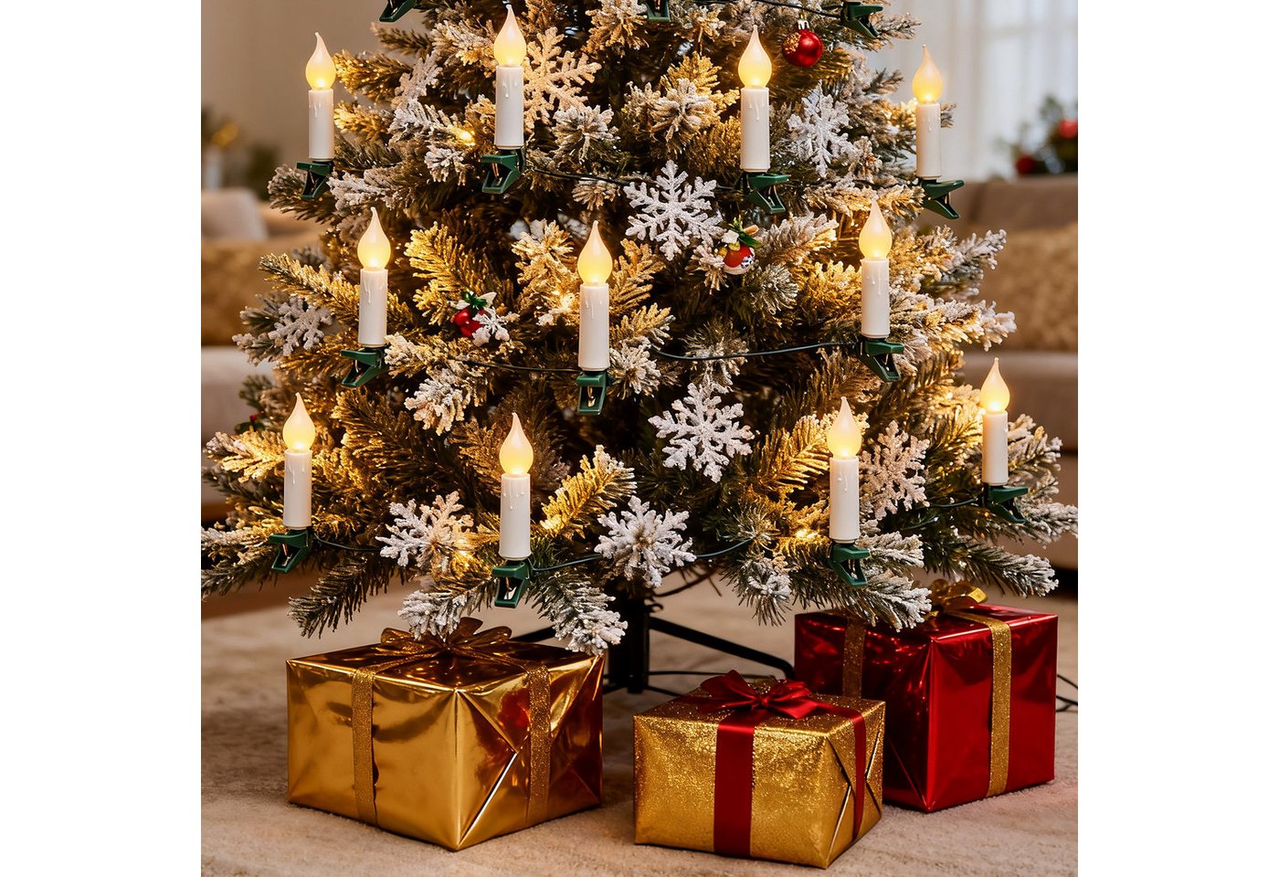 Aigostar LED-Lichtervorhang Lichterkerzen Weihnachtsbaum 5M- 25 Weihnachtsbaumkerzen mit Clip, 8 Modi Bild 4