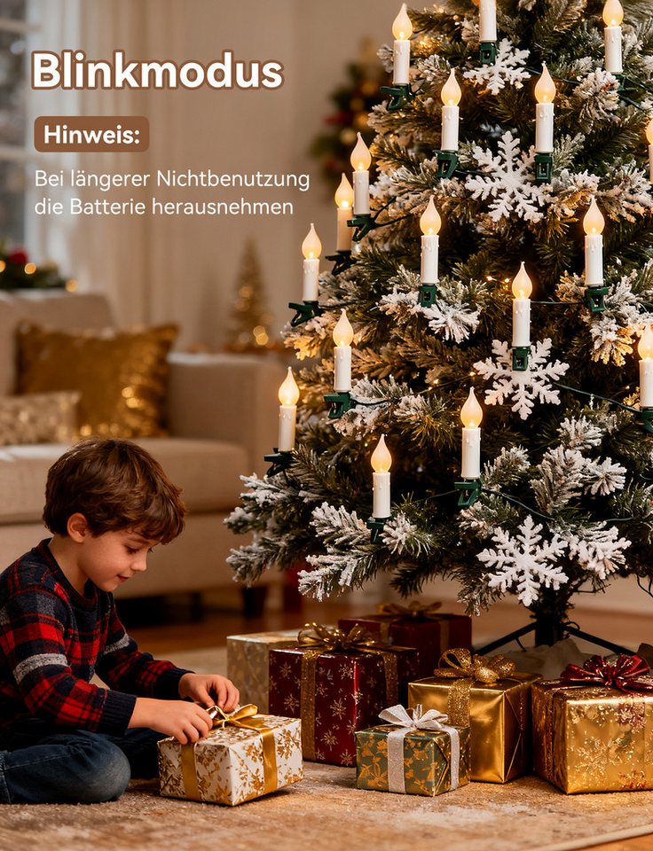 Aigostar LED-Lichtervorhang Lichterkerzen Weihnachtsbaum 5M- 25 Weihnachtsbaumkerzen mit Clip, 8 Modi Bild 5