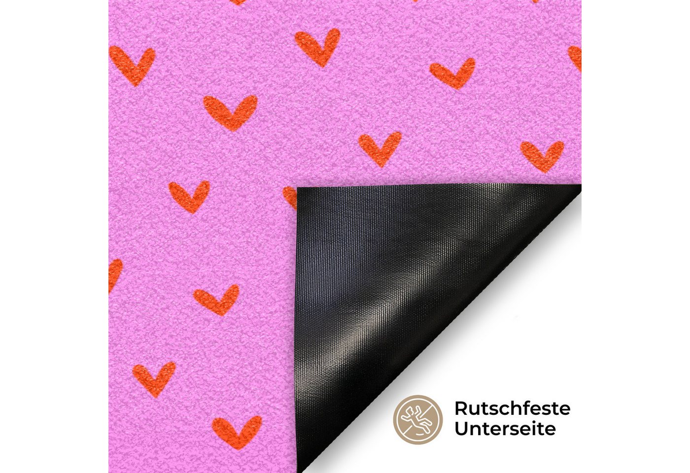 MuchoWow Fußmatte Rot - Herzen - Rosa - Muster, Rechteckig, innen Schmutzfangmatte, Tür, Schmutzfänger Flur, Teppich 60x40 cm Bild 5
