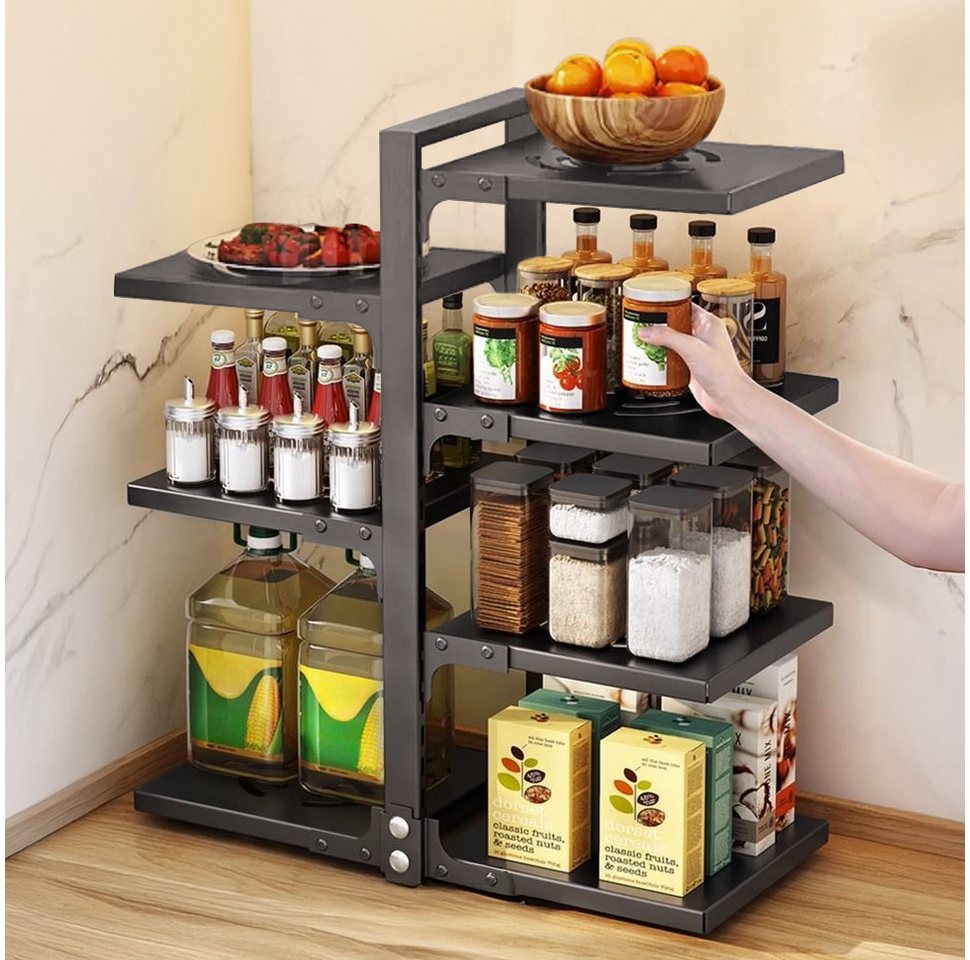 devesanter Küchenregal Topf‑ und Pfannenorganizer mit 7 verstellbaren Fächern, 51,5x21x53,5cm, 1-tlg., Topfregal Mehrzweckregal aus Kohlenstoffstahl, Schwarz Bild 4