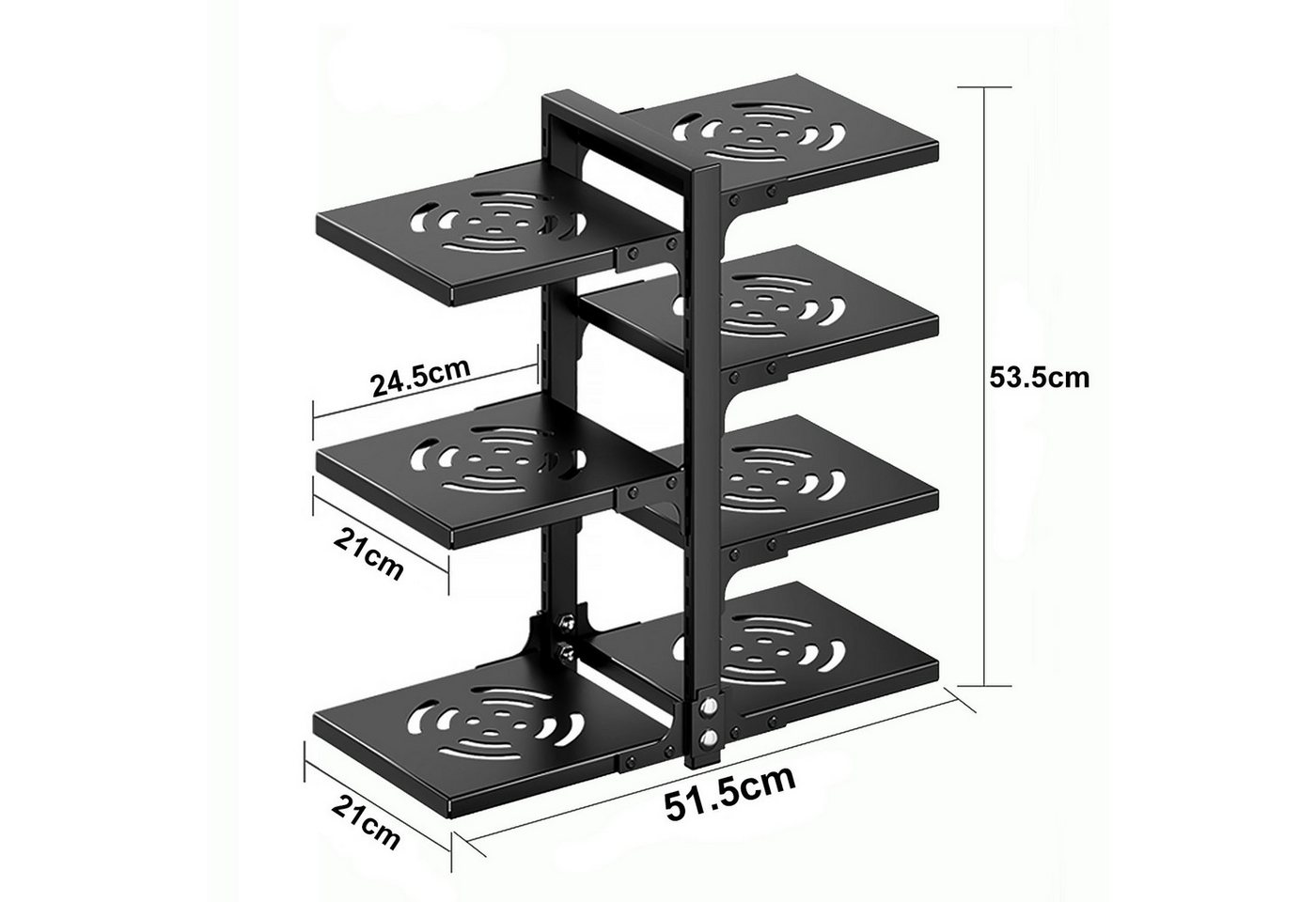devesanter Küchenregal Topf‑ und Pfannenorganizer mit 7 verstellbaren Fächern, 51,5x21x53,5cm, 1-tlg., Topfregal Mehrzweckregal aus Kohlenstoffstahl, Schwarz Bild 5