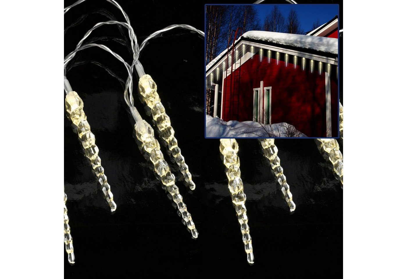 GartenHero LED-Lichterkette LED Lichterkette Eiszapfen außen + innen Lichtschlauch Weihnachten