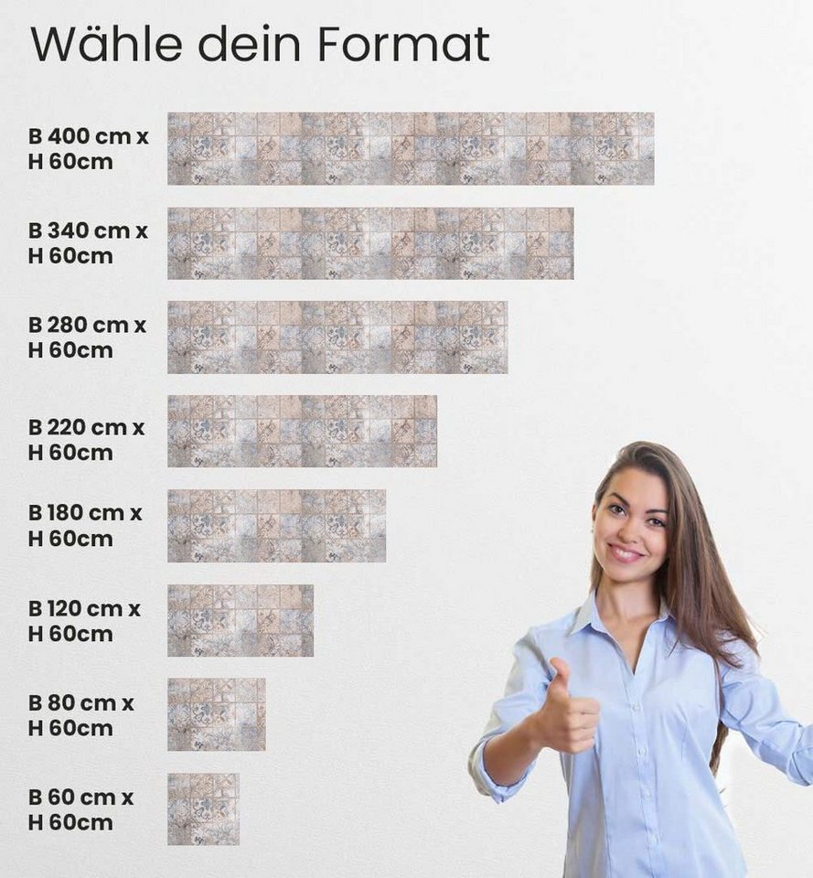 MyMaxxi Küchenrückwand Küchenrückwand selbstklebend Verwaschenes Retro Mosaik Spritzschutz, (Klebefolie passend geschnitten und gerollt B 340 cm x H 60 cm), Kupfer Mosaik B 340 cm x H 60 cm Bild 5