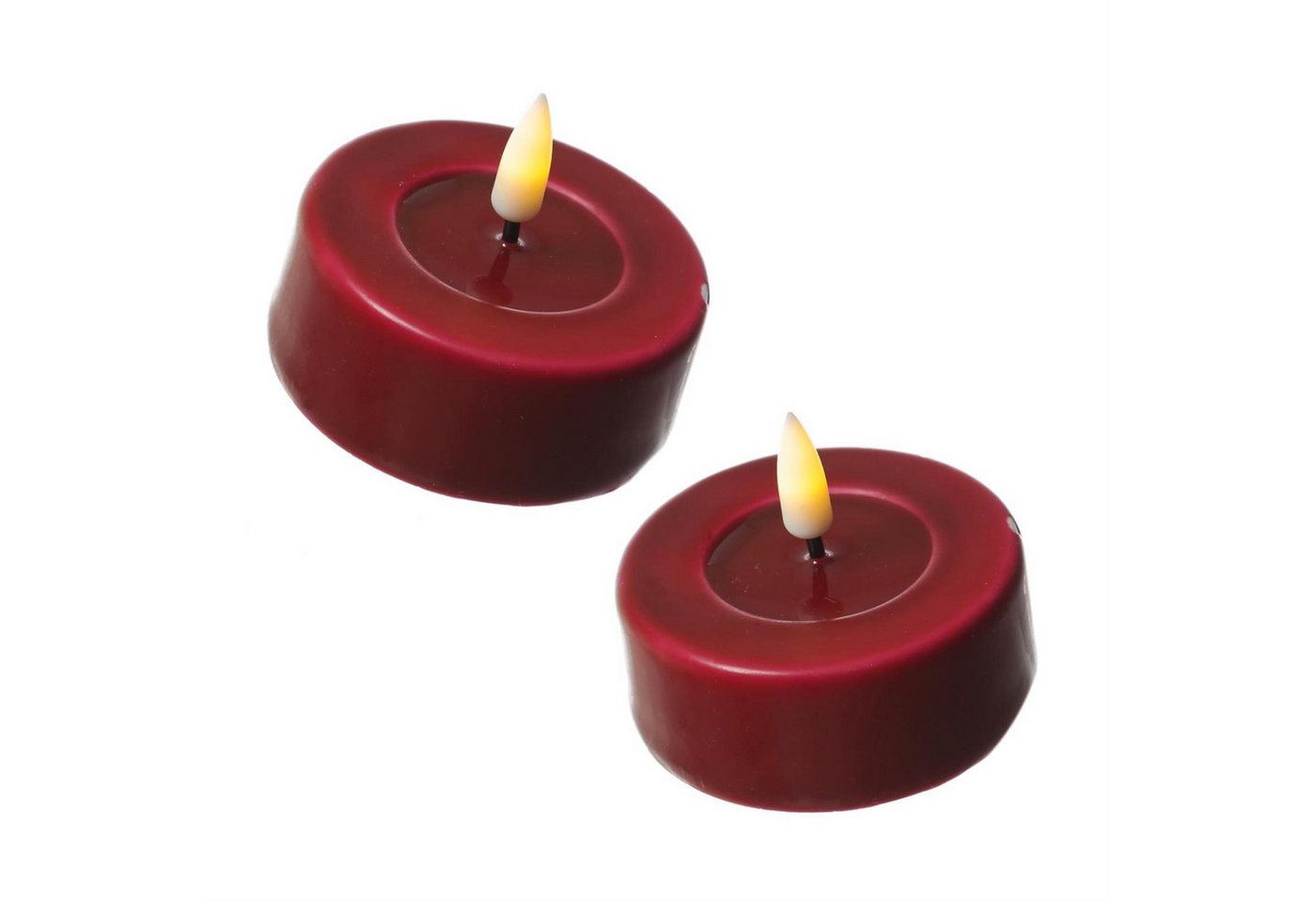 Deluxe Homeart LED-Teelicht LED Teelichter Mia Deluxe flackernd D: 6,1cm bordeauxrot 2 Stück, LED Classic, warmweiß (2100K bis 3000K) Bild 3