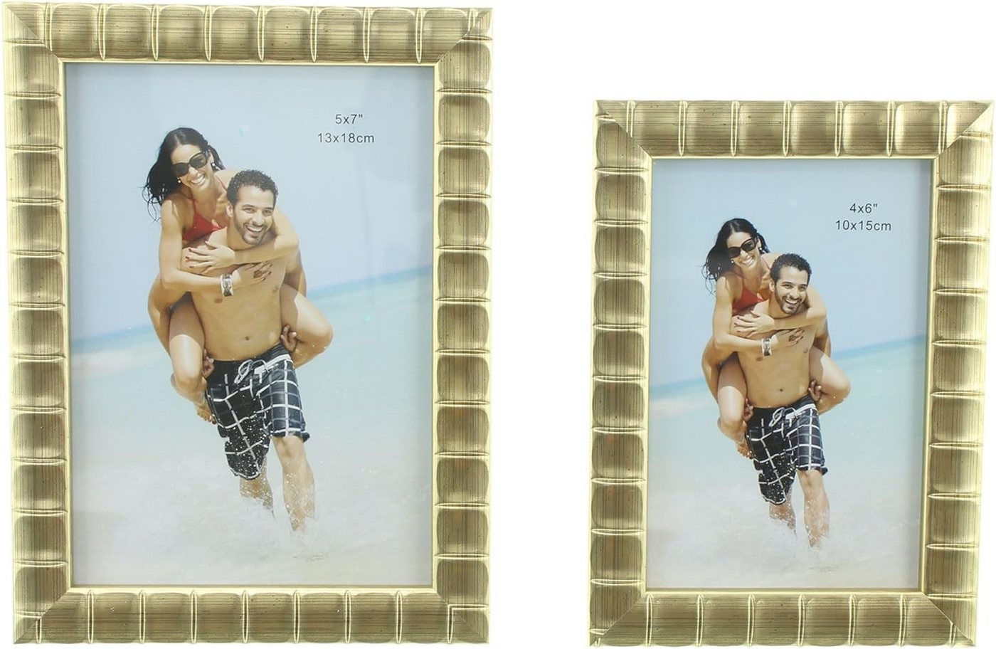 Dekoleidenschaft Bilderrahmen "Gold" in edlem Design, zum Aufhängen oder Hinstellen, Fotorahmen, (4 St), im Set, je 2 in 13x18 & 16x21 cm, Portraitrahmen, Bilderhalter, Foto Rahmen Bild 2
