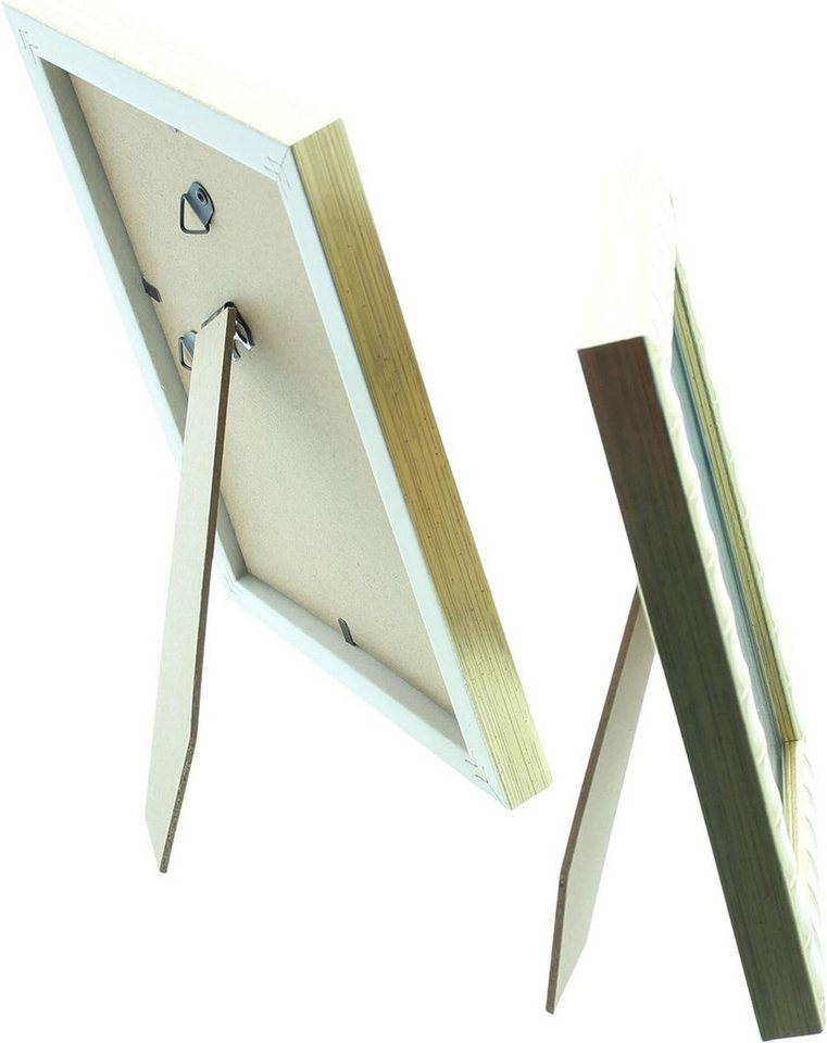 Dekoleidenschaft Bilderrahmen "Gold" in edlem Design, zum Aufhängen oder Hinstellen, Fotorahmen, (4 St), im Set, je 2 in 13x18 & 16x21 cm, Portraitrahmen, Bilderhalter, Foto Rahmen Bild 3