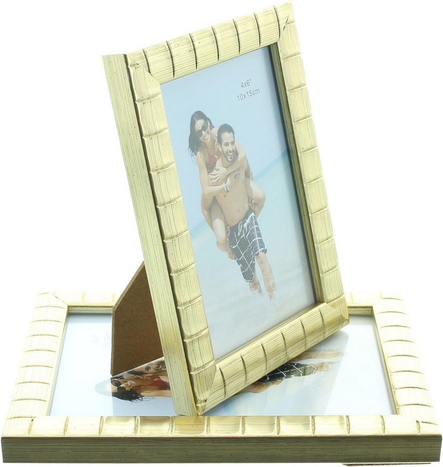 Dekoleidenschaft Bilderrahmen "Gold" in edlem Design, zum Aufhängen oder Hinstellen, Fotorahmen, (4 St), im Set, je 2 in 13x18 & 16x21 cm, Portraitrahmen, Bilderhalter, Foto Rahmen Bild 4