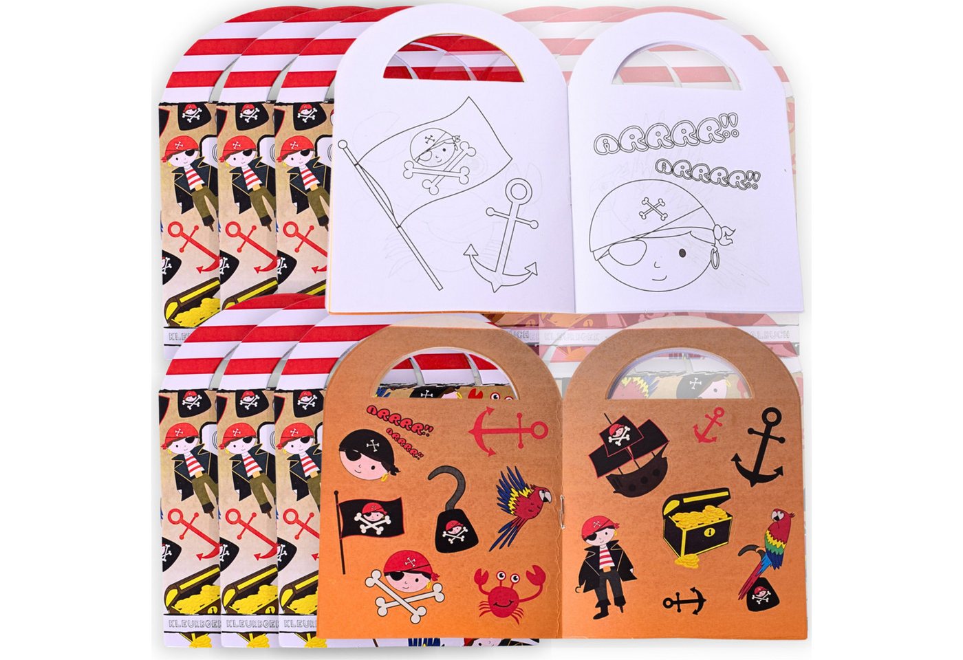 TE-Trend Stickerbuch 12 Stück Praten Motiv Malheft Ausmalheft Set im Kleinformat, mit je 15 Piratensticker Bild 2