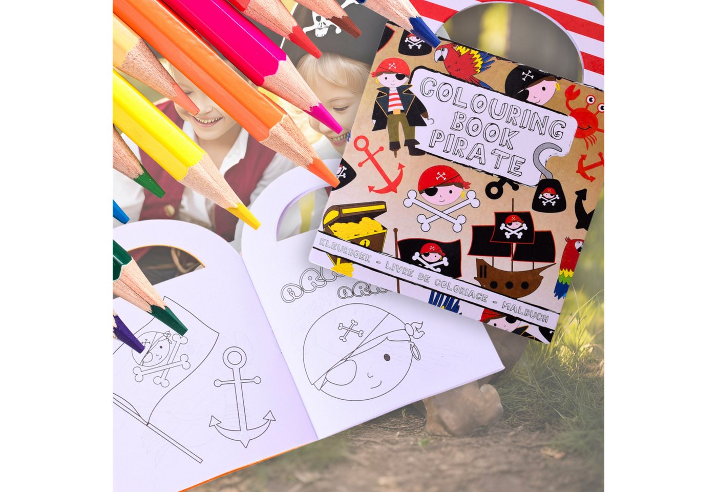 TE-Trend Stickerbuch 12 Stück Praten Motiv Malheft Ausmalheft Set im Kleinformat, mit je 15 Piratensticker Bild 4