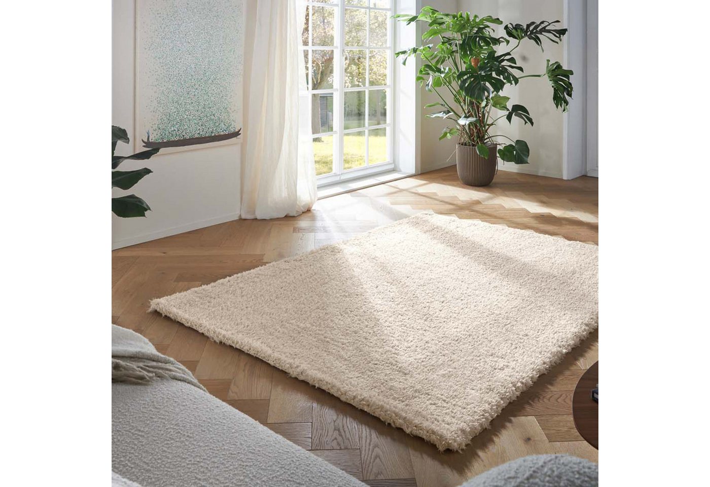 TaraCarpet Langflor-Teppich TaraCarpet Flokati Premium Langflorteppich Shaggy, rechteckig, Höhe: 52 mm, Flokati Hochflor Langflor weich beige Wohnzimmer Schlafzimmer 60x120