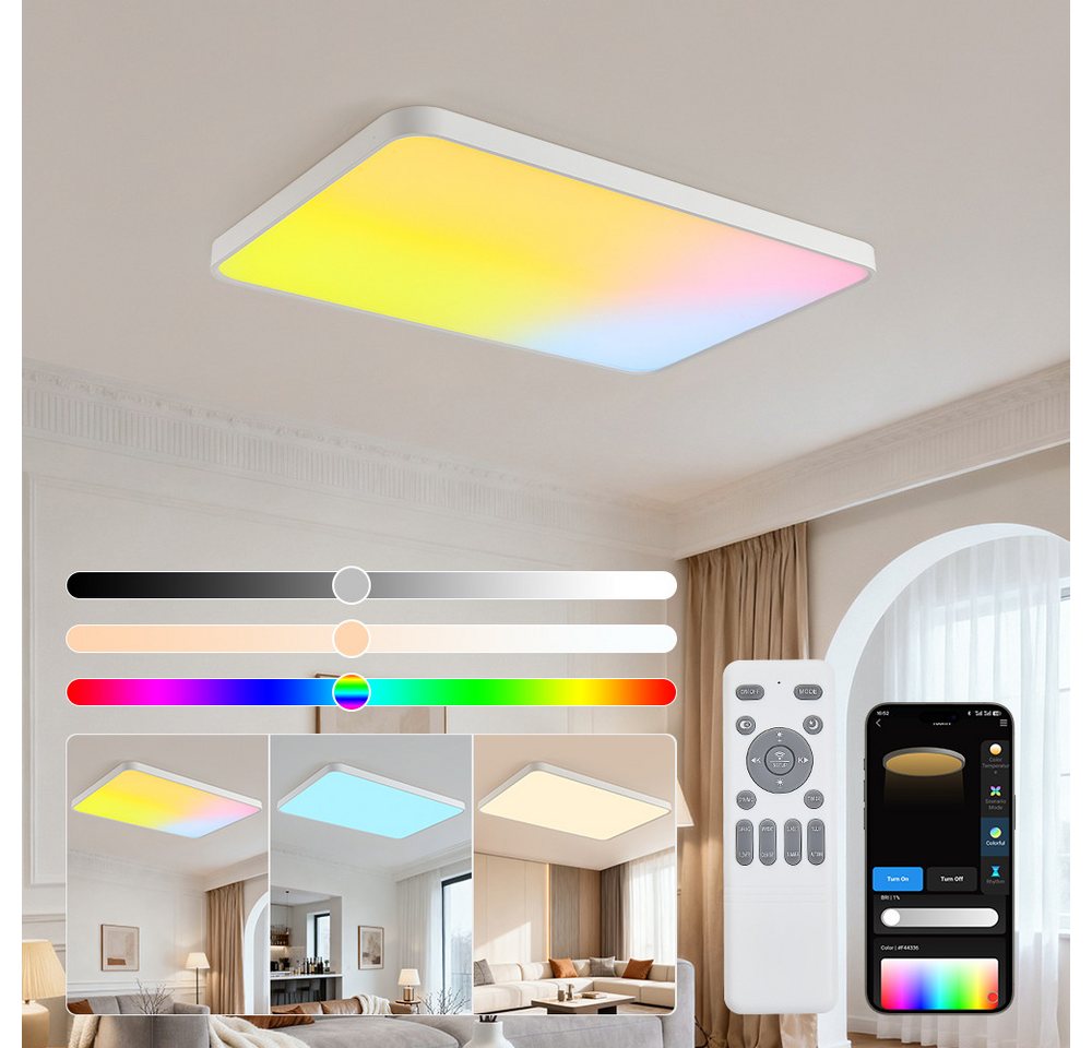 Eurohandisplay LED Deckenleuchte LED Deckenleuchte 698 RGBIC dynamische Himmel- & Naturlichteffekte, LED fest integriert, RGBIC, Neutralweiß, Kaltweiß, Warmweiß, RGBIC Farben Bild 3