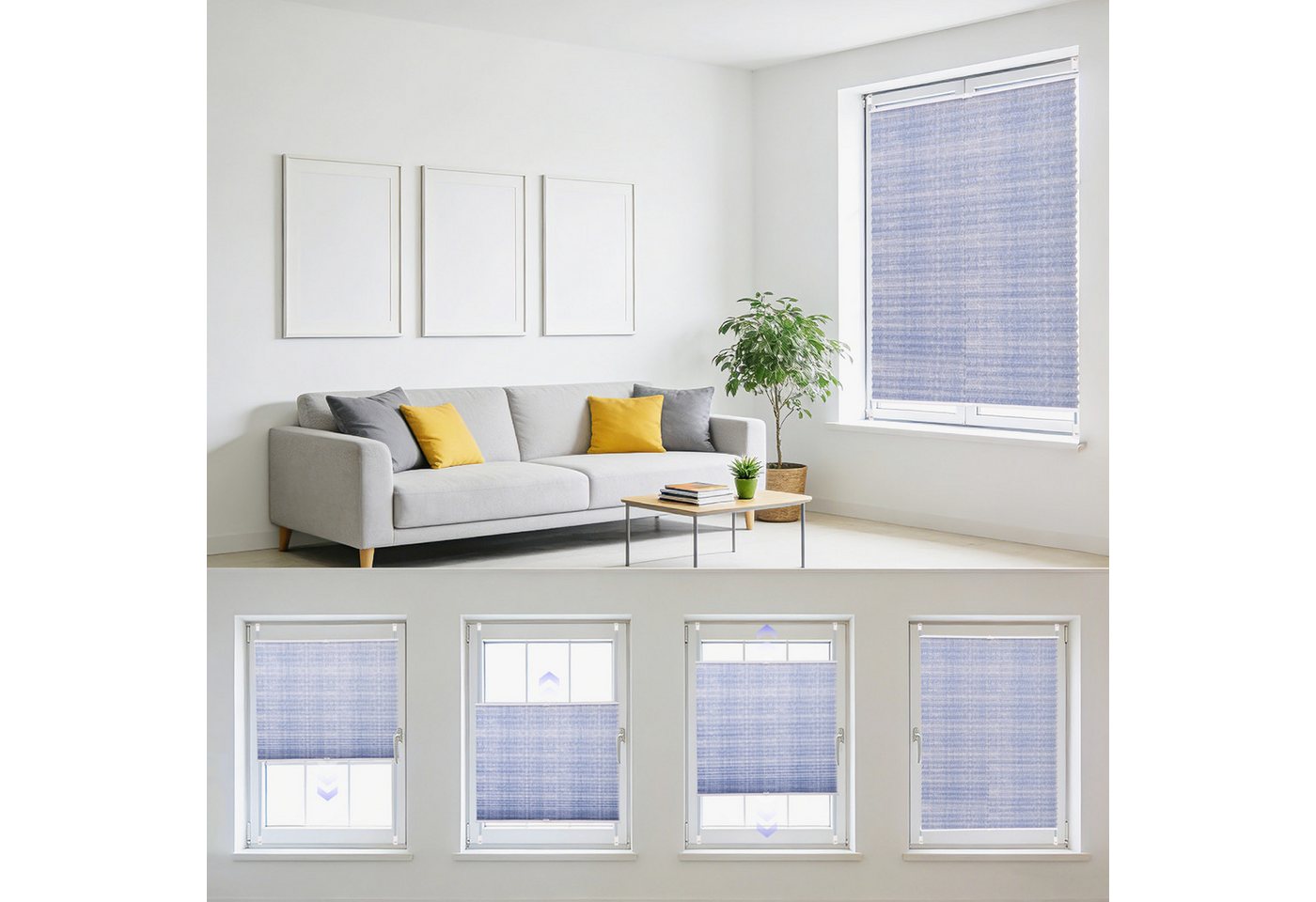 Sekey Plissee Plissee ohne Bohren Lichtschutz Rollo Klemmfix für Fenster & Tür, blickdicht, verspannt, Klemmfix, Faltrollo, Easyfix, Sonnenschutzrollo, Jalousie Bild 4