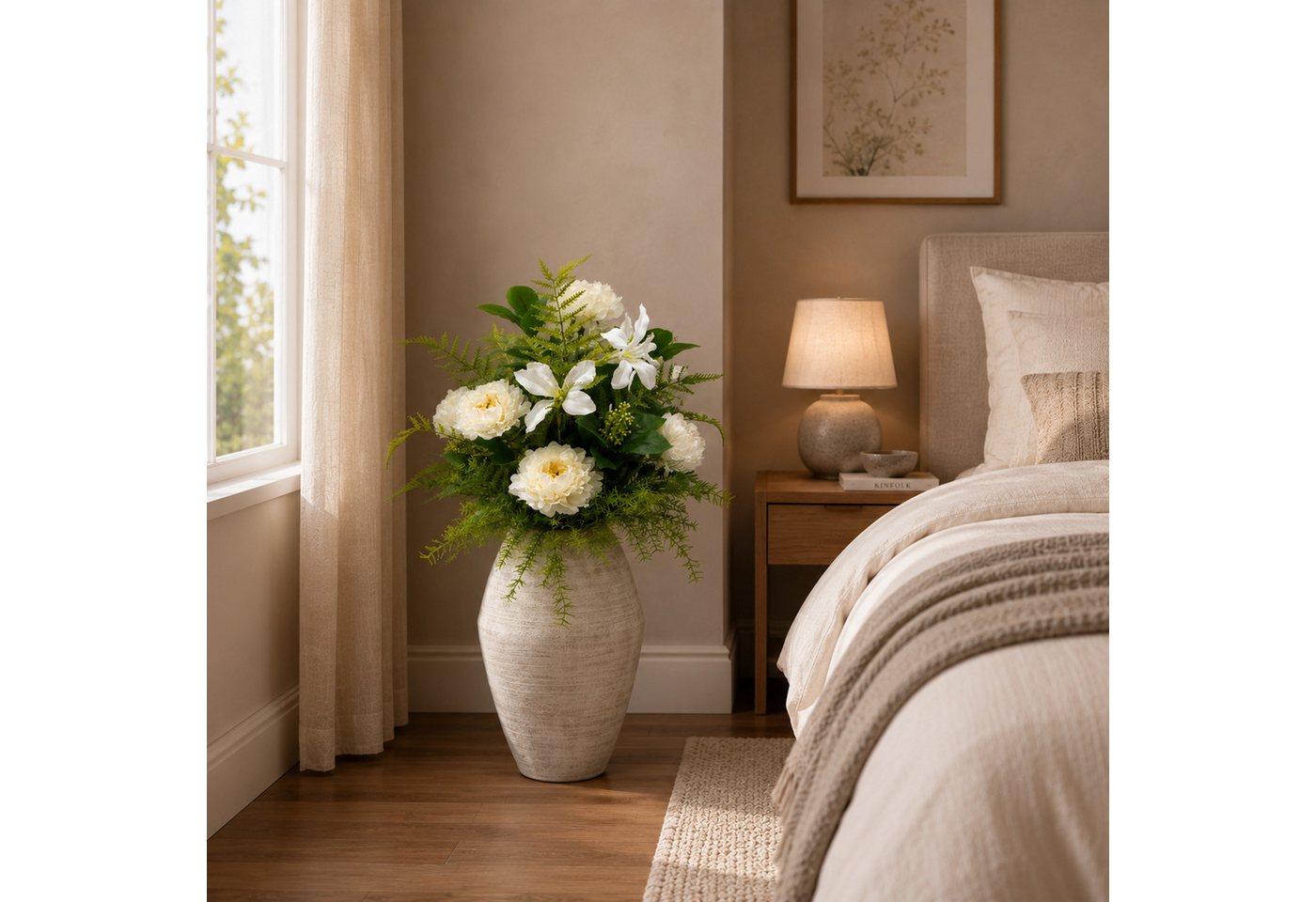 Kunstpflanze Kunstblume mit Vase Blumengesteck, UNUS HOME, Höhe 84 cm, Kunstpflanze, Deko, Wohndekoration