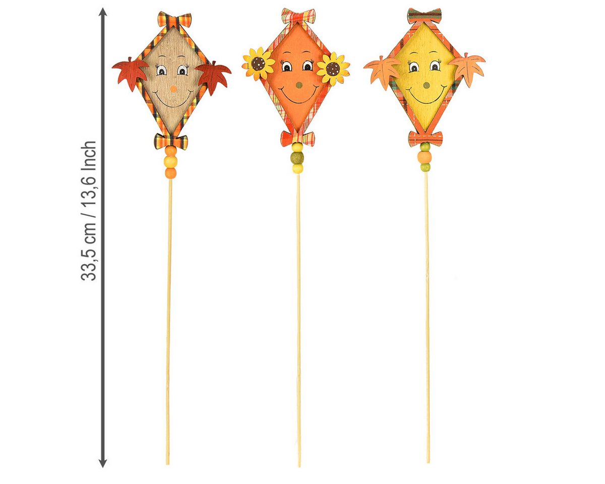 Florists Products Streudeko Deko Drachen Herbst Holzstecker Pflanzenstecker Herbstdeko, 6 Stück