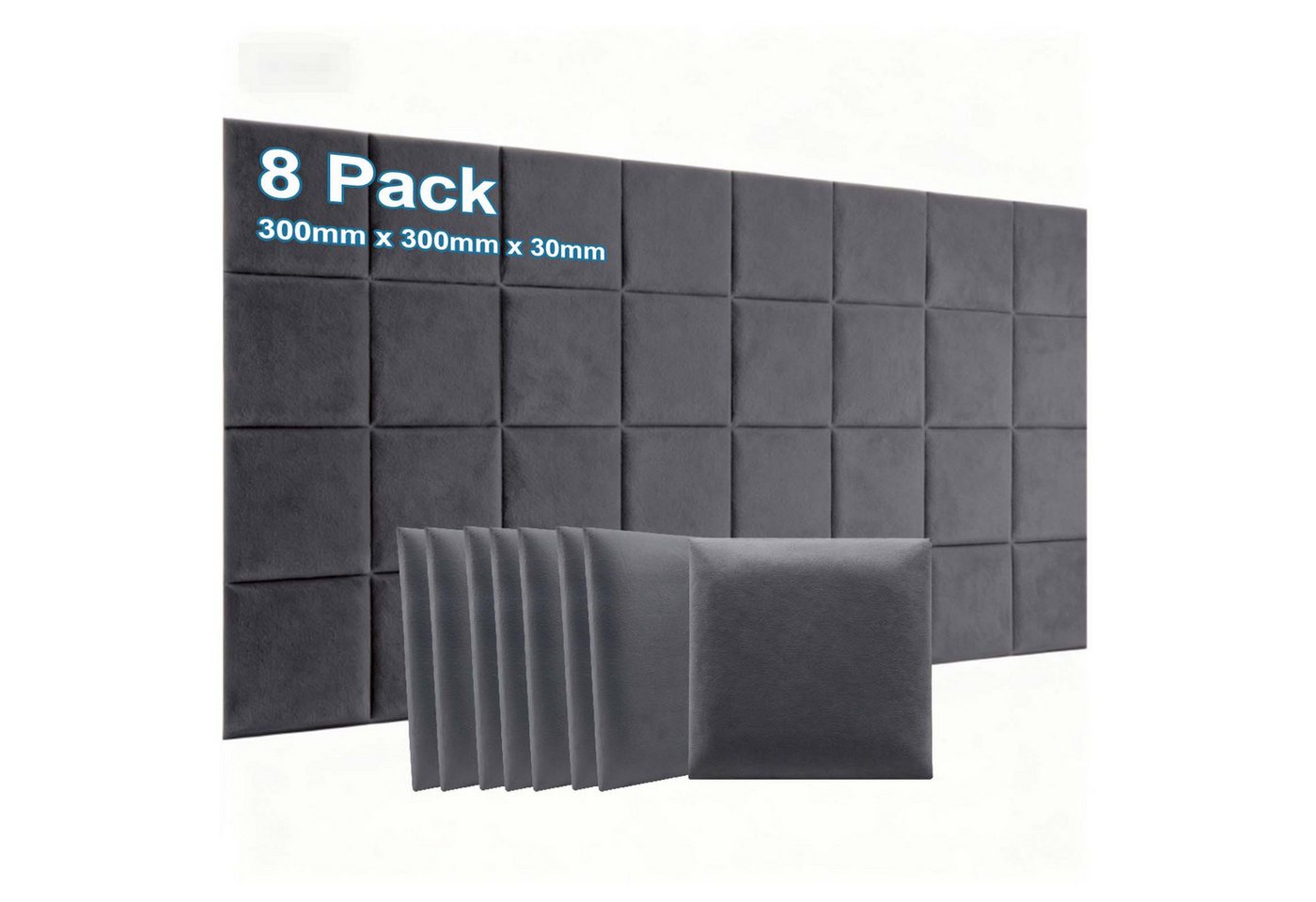 Mejale Wandpolster Wandkissen Wandmontiertes 3D gepolsterte für Schlafzimmer 30x30cm, (8 St)