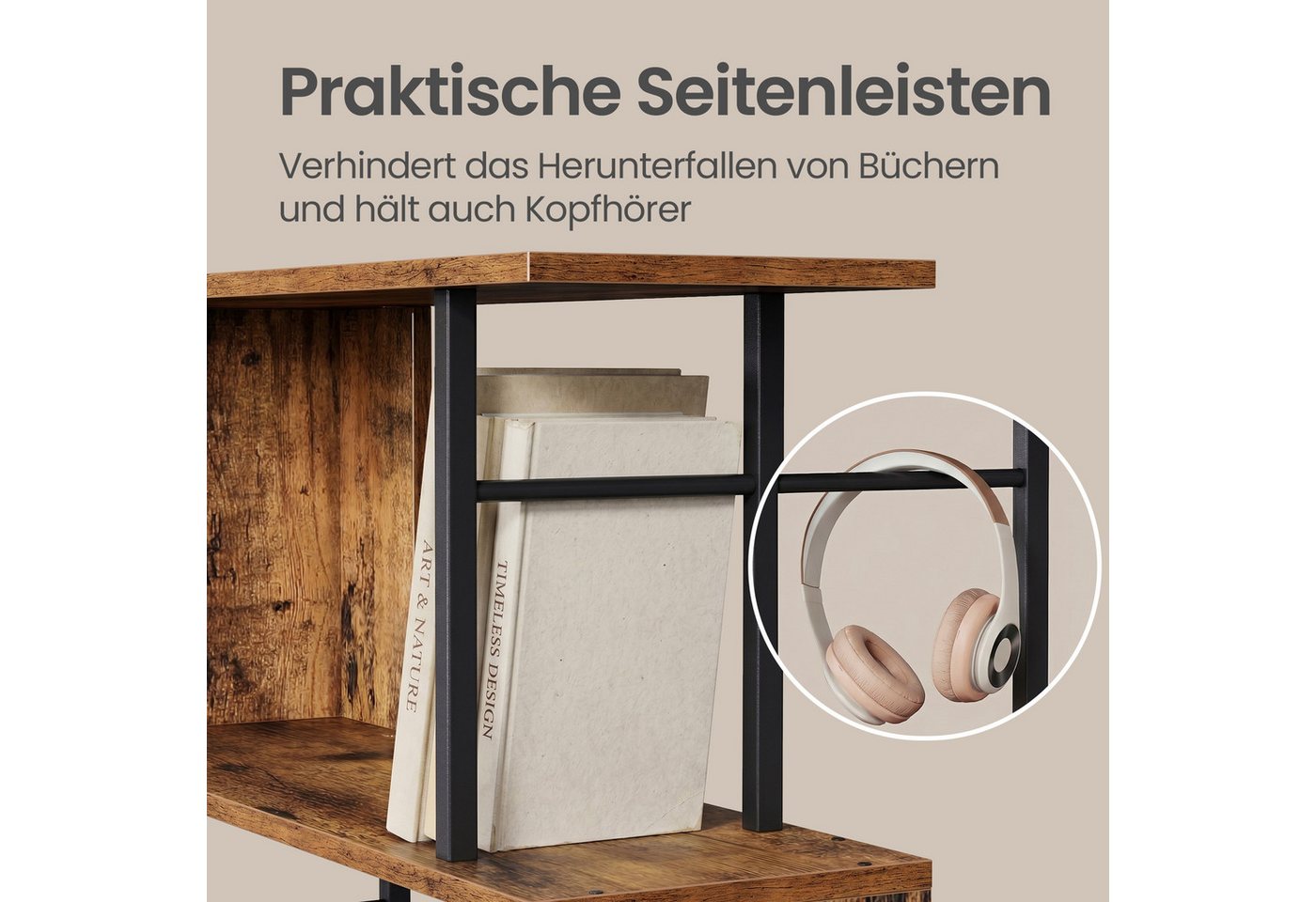 VASAGLE Bücherregal Standregal mit 7 Ebenen, S-Form Raumteiler, für Wohnzimmer, Büro, Freistehendes Regal, 60 x 24 x 190,5 cm Bild 5