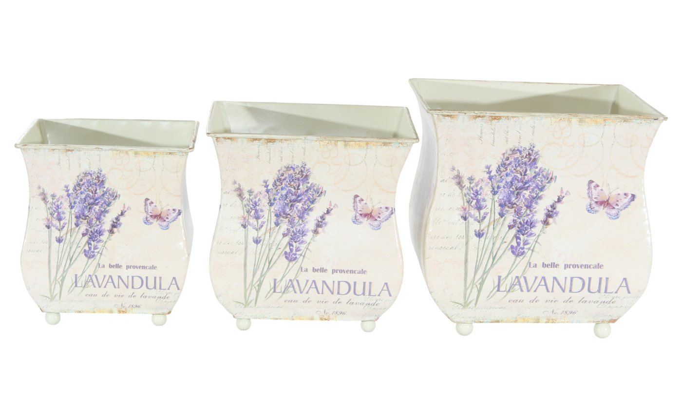 JS GartenDeko Übertopf Übertöpfe 3er-Set Lavandula Lavendel Provence Landhaus H 13–18 cm Bild 4