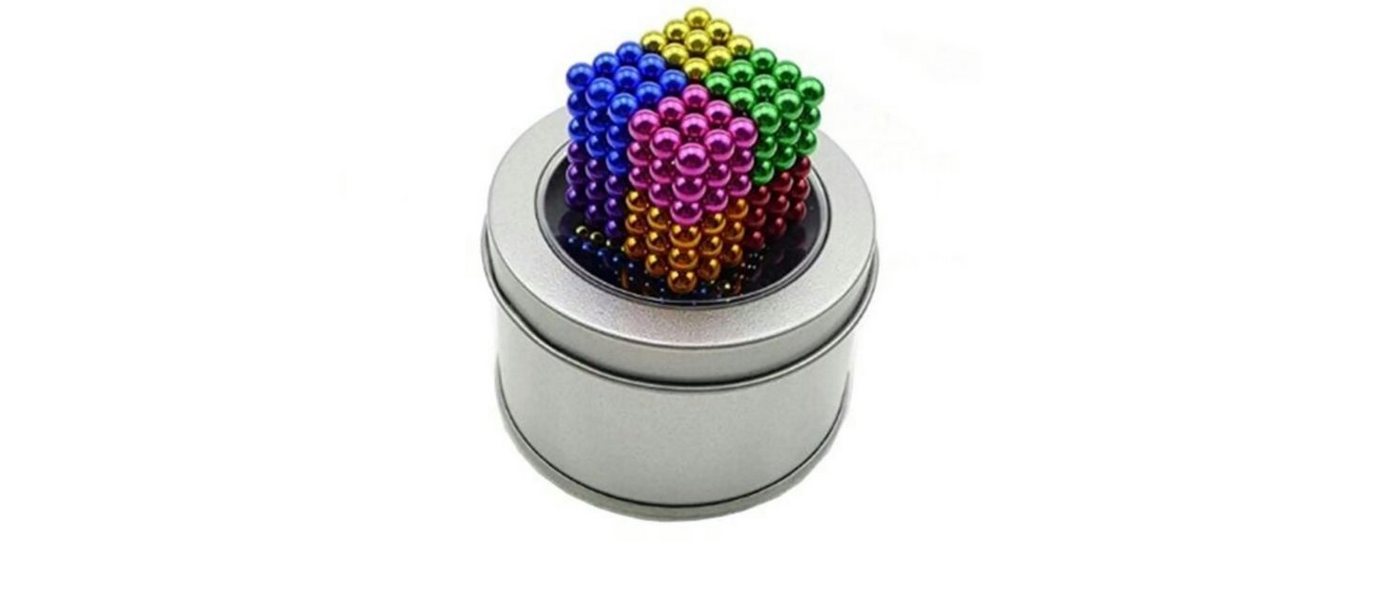 powertechnik-Germany Dekomagnet Magnetkugeln, Kugeln Anti Stress Magnete Bunt 5mm + Metal Box, (2000-St), 5mm Magnetkugeln