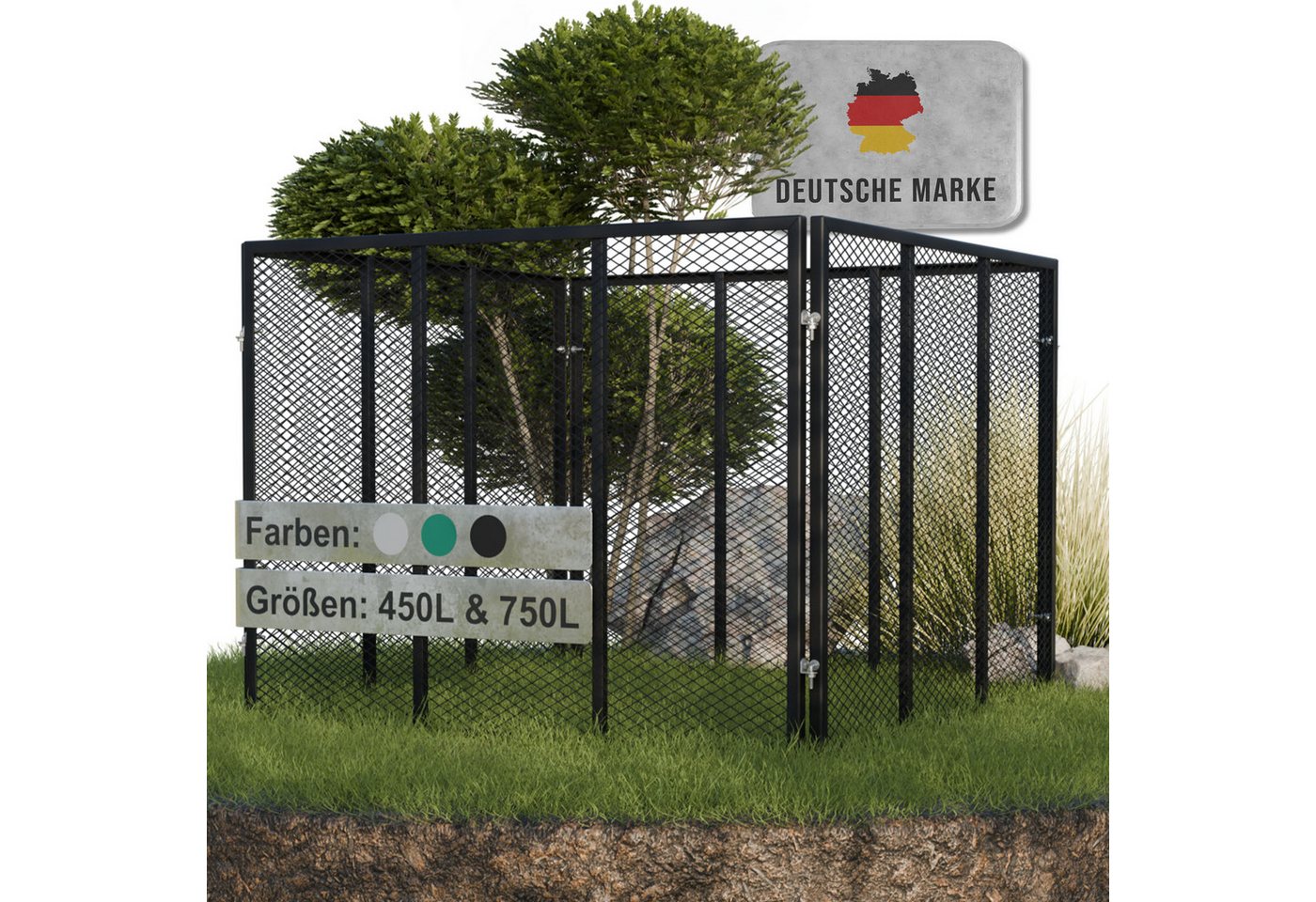 Heimfleiss® Komposter Metall verzinkt Garten Stecksystem, BxTxH: 100x100x75 cm, 750 l, 750 L 100x100x75 cm