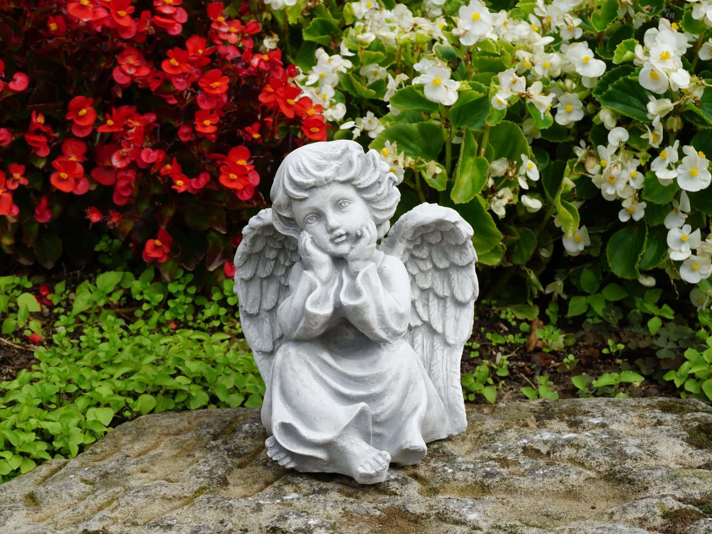 gartendekoparadies.de Gartenfigur Engel Grabengel, Steinfigur, H. 21 cm, 3 kg, Frostsicher Bild 2