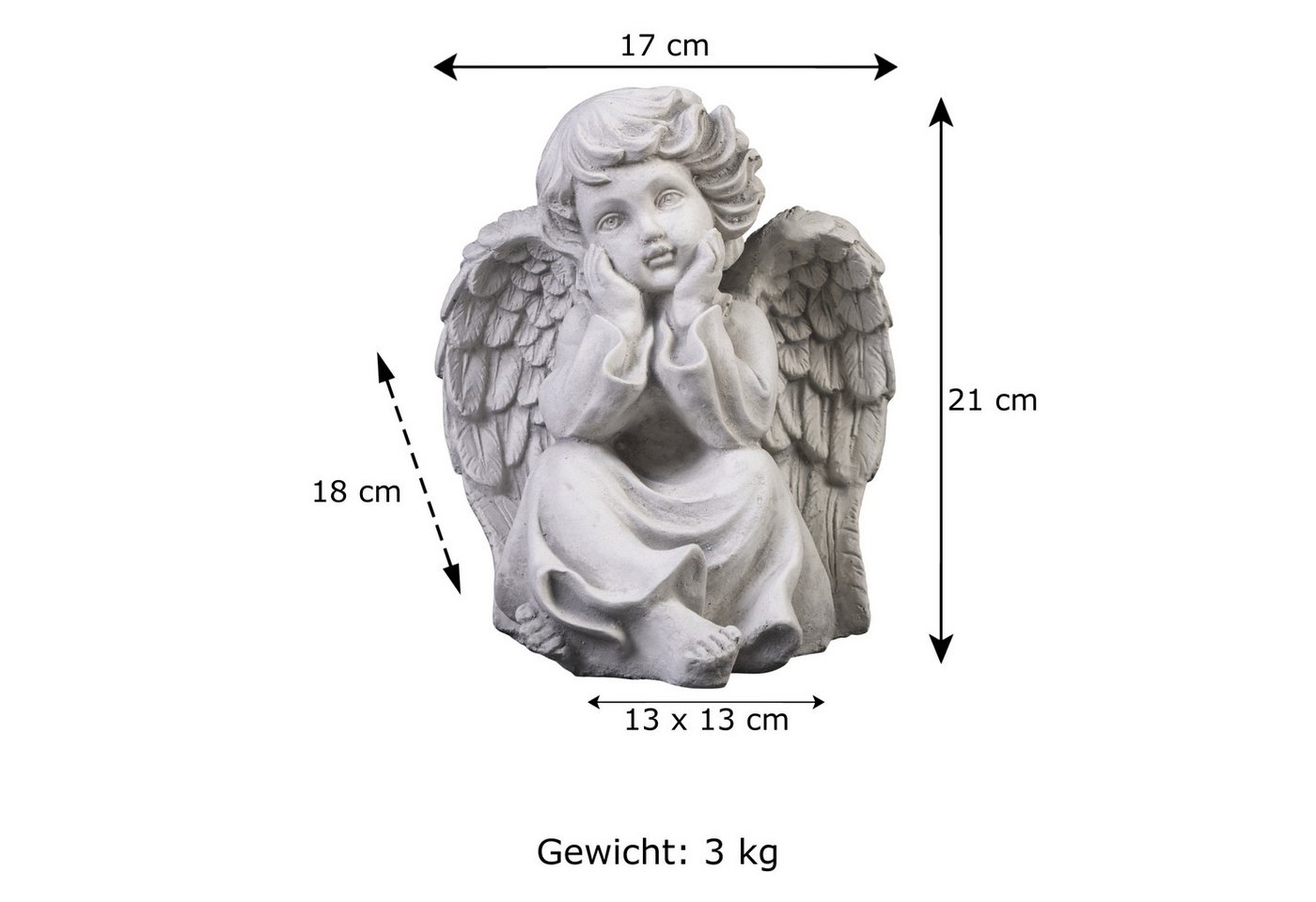 gartendekoparadies.de Gartenfigur Engel Grabengel, Steinfigur, H. 21 cm, 3 kg, Frostsicher Bild 5