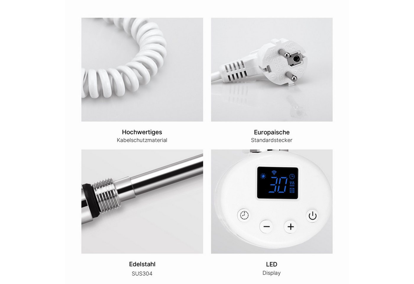 MEYKOERS Heizstab mit Thermostat WLAN App-Steuerung 600 W für Badheizkörper, Weiß, G1/2-Heizpatrone mit App-Steuerung und Wochenprogramm Bild 5