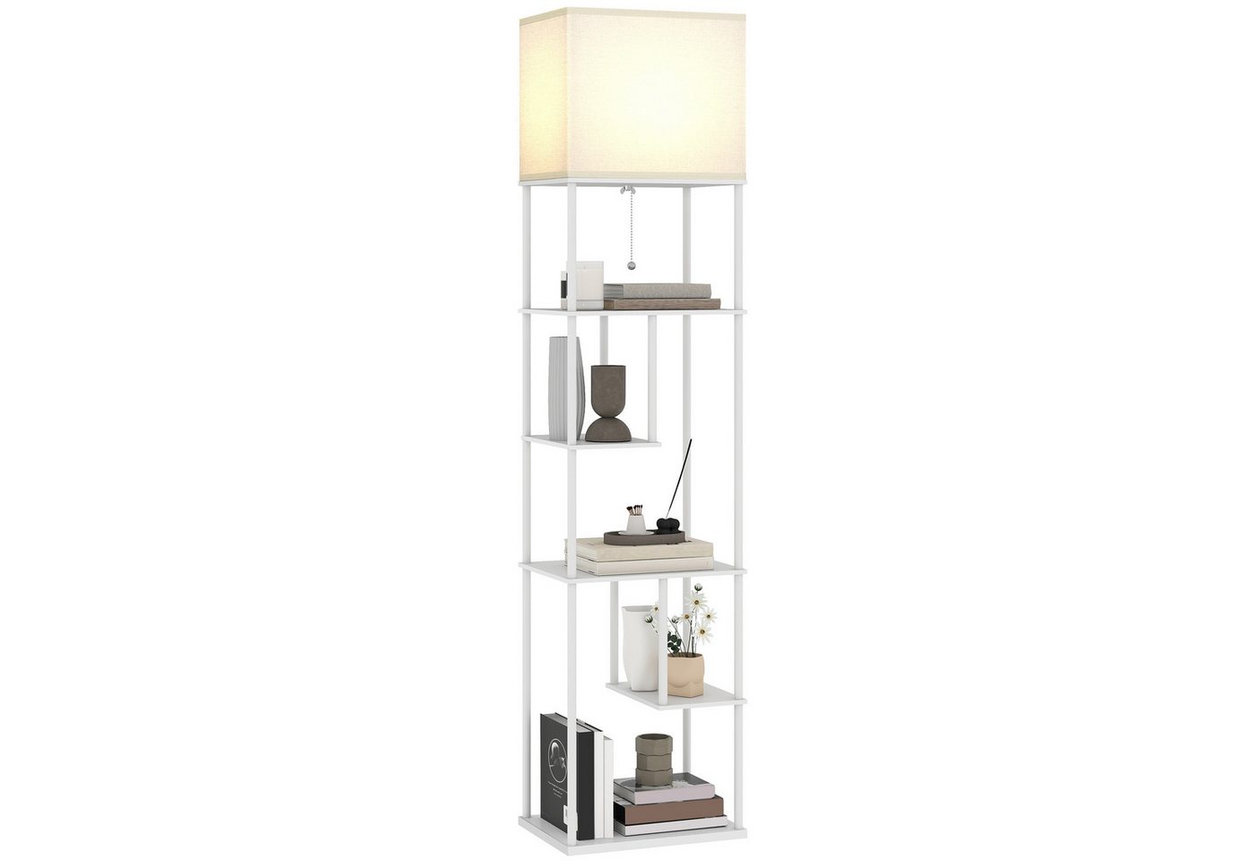 HOMCOM Stehlampe Stehleuchte mit E27-Birne, Dimmfunktion, Farbtemperaturwechsel, Timer, LED wechselbar, Warmweiß, Kaltweiß, Stehlampe mit 5 Regalen, Fernbedienung Bild 3