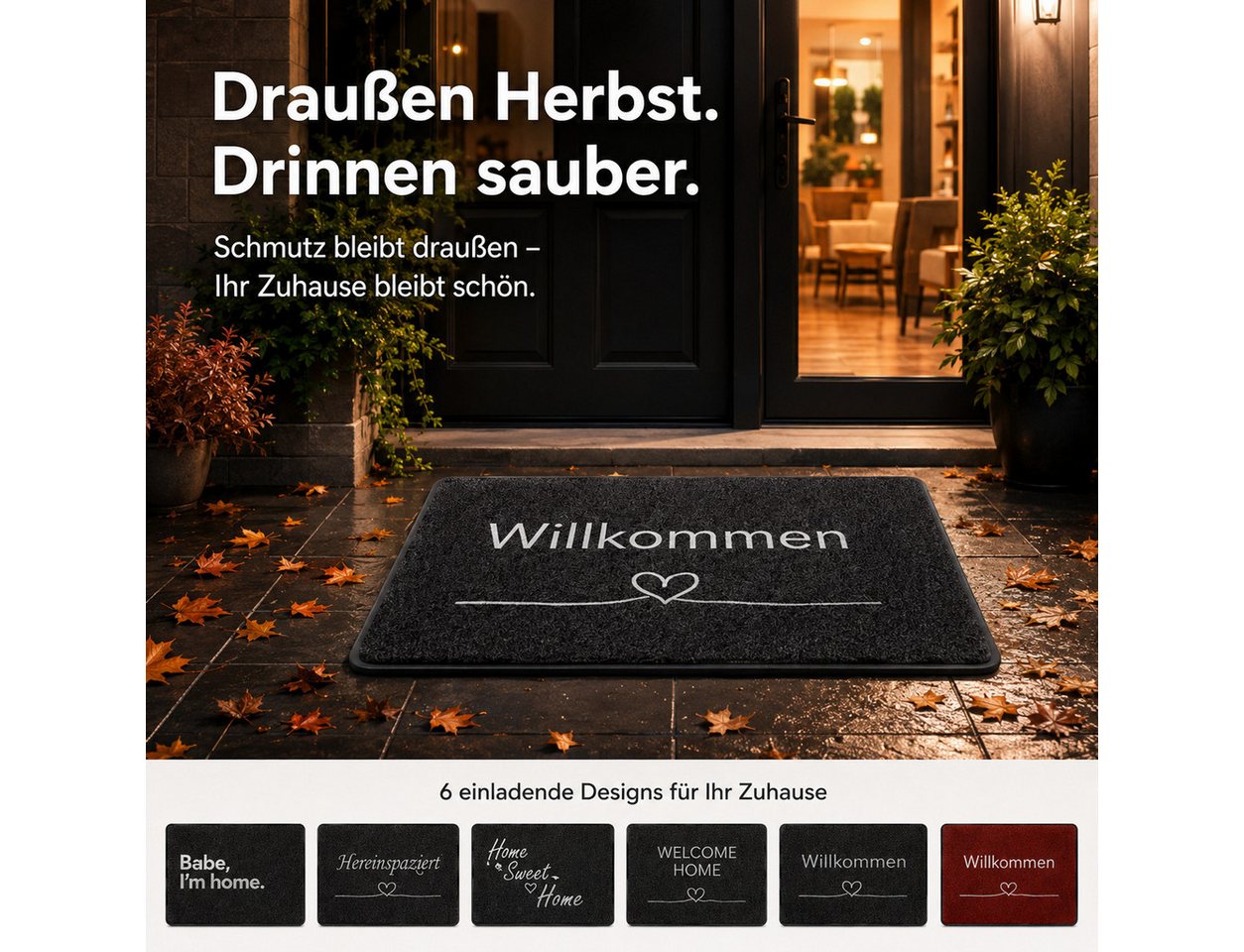 Majo Lifestyle und Home Fußmatte Welcome Collection 40 × 60 cm, Rutschhemmend, bis 30 °C waschbar, für innen und außen Bild 2