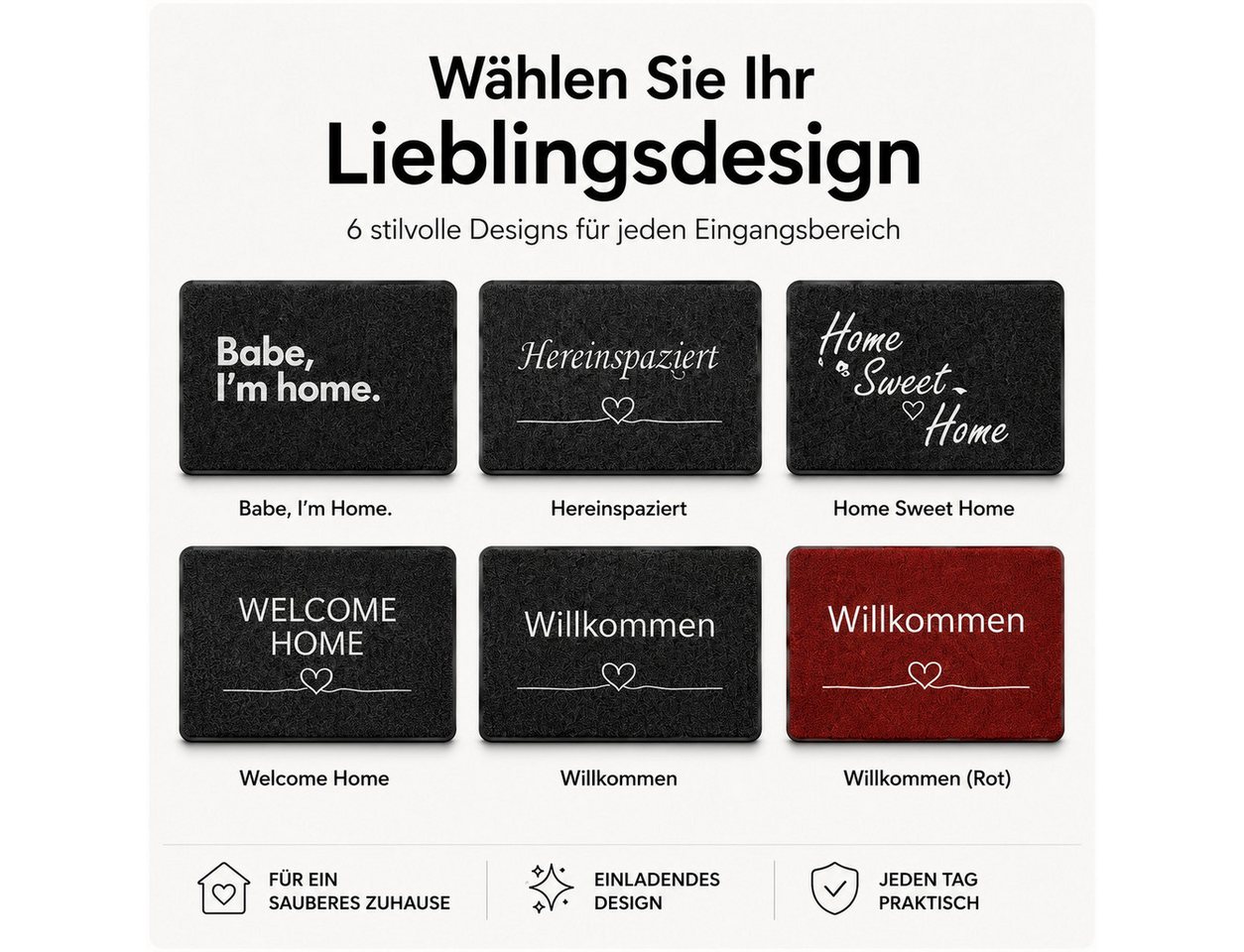 Majo Lifestyle und Home Fußmatte Welcome Collection 40 × 60 cm, Rutschhemmend, bis 30 °C waschbar, für innen und außen Bild 4