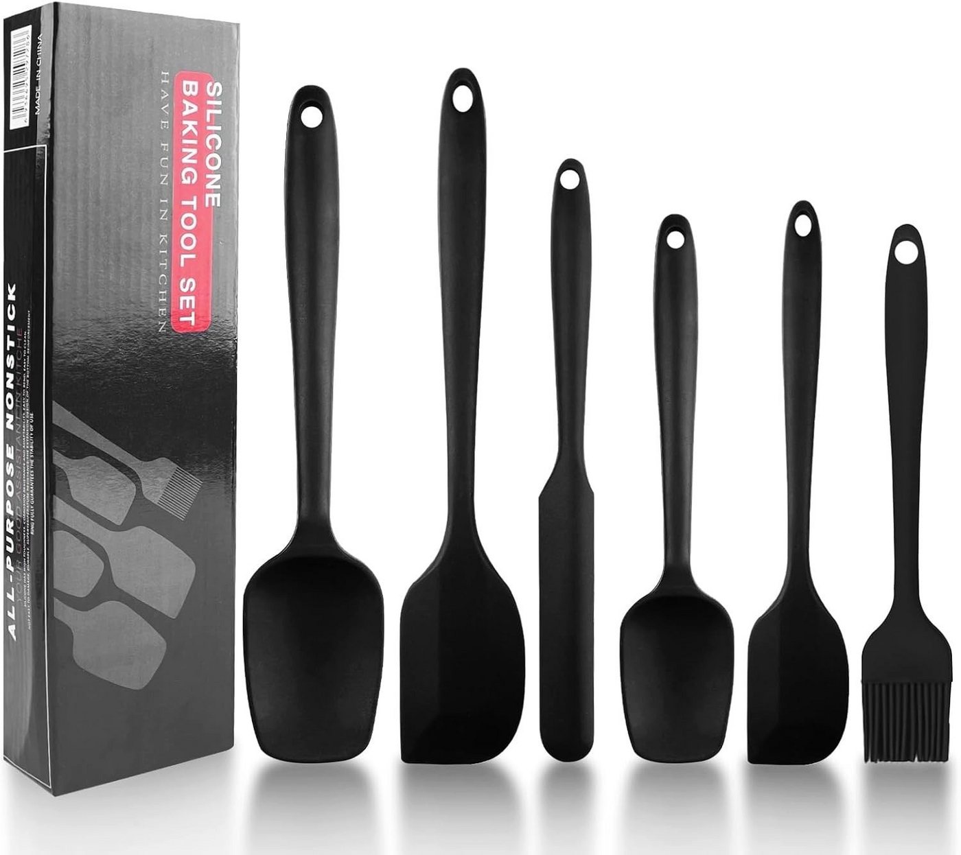 Zengi Teigschaber Silikon-Teigschaber-Set 6-teilig hitzebeständig 230 °C mit Stahlkern, lebensmittelecht, nahtlos, spülmaschinenfest, flexibel, kratzschonend Bild 3