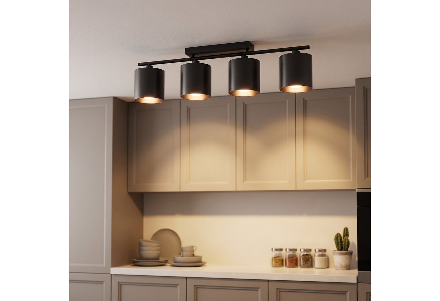 oyajia LED Deckenstrahler 65W Deckenstrahler 4-flammig,E27-Deckenleuchte Metall Deckenlampe Spot, LED wechselbar, Warmweiß, 76cm Deckenspot Küchelampe Spot Strahler Wohnzimmer mit Leuchtmittel Bild 2