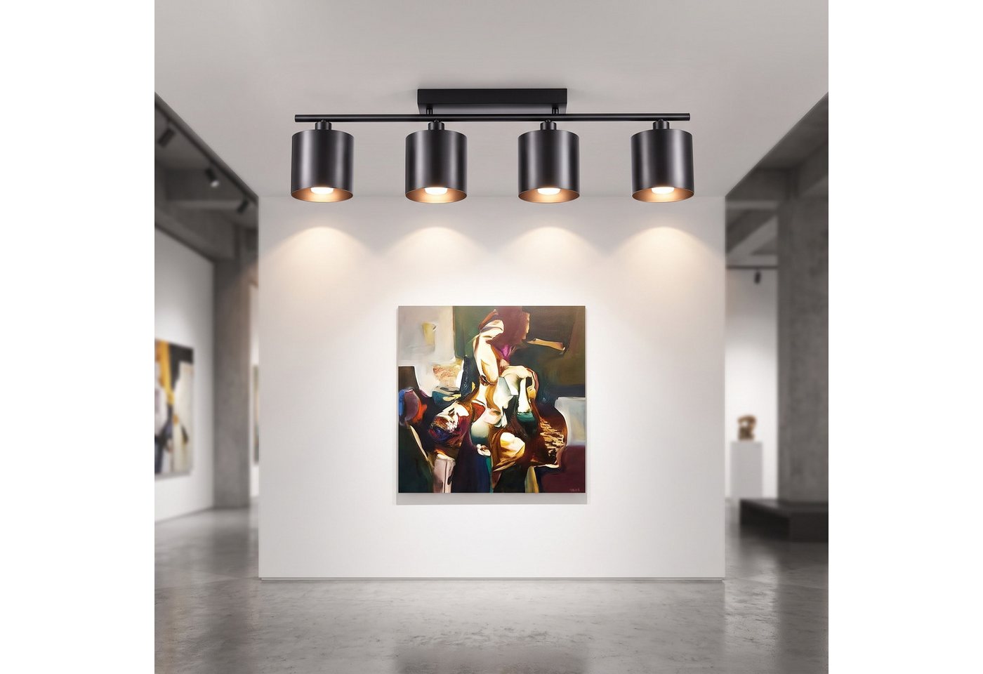 oyajia LED Deckenstrahler 65W Deckenstrahler 4-flammig,E27-Deckenleuchte Metall Deckenlampe Spot, LED wechselbar, Warmweiß, 76cm Deckenspot Küchelampe Spot Strahler Wohnzimmer mit Leuchtmittel Bild 5