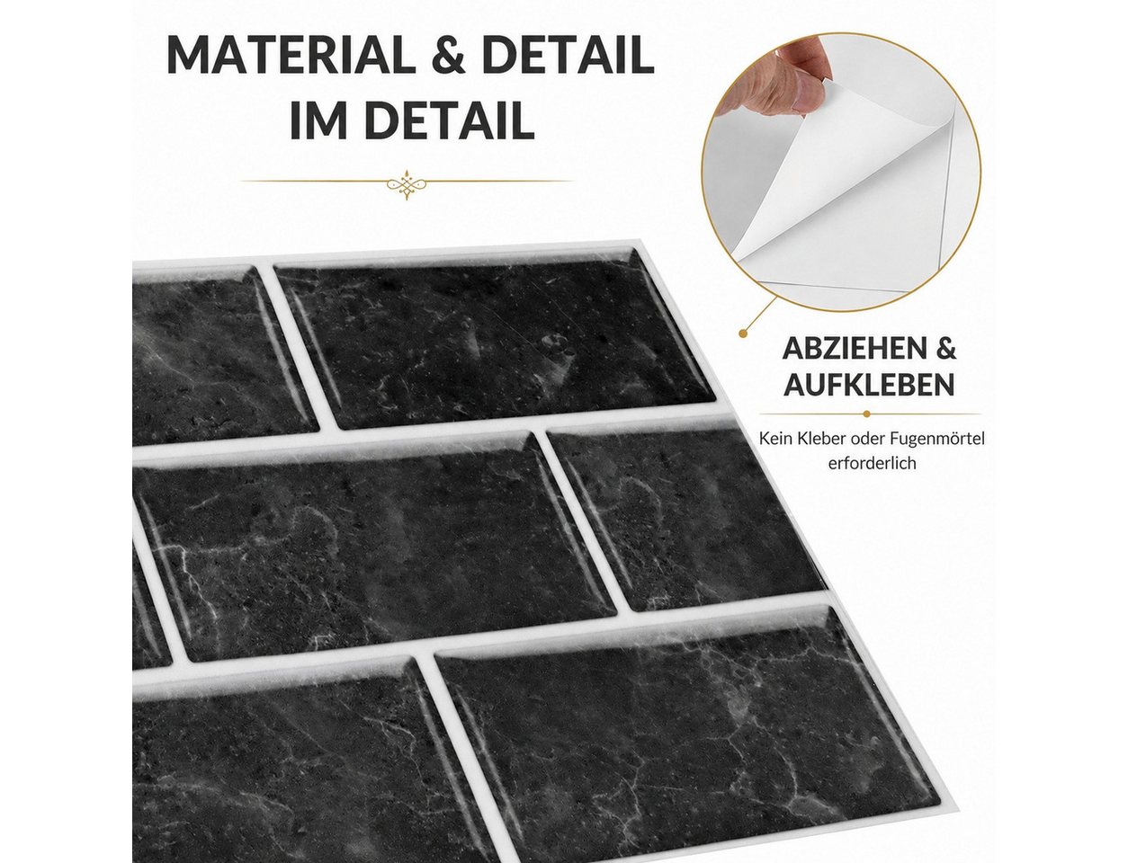 BlingBin Fliesenaufkleber 12 stück Küchenfliesen Mosaik Selbstklebend Badezimmer Fliesendekor (12 stück, 12 St., 15x30cm), Küchenrückwand zum Küche Esszimmer Bad Fliesenfolie Deko Bild 5