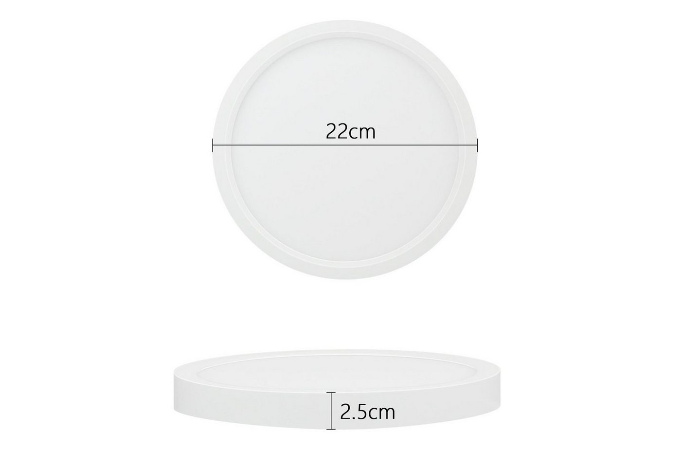 ZMH LED Deckenleuchte Küchenlampe Rund Ø22//23cm - Flach Flur, LED fest integriert, Klatweiß, zimmerlampe Flach 15W Schlafzimmerlampe Bild 3