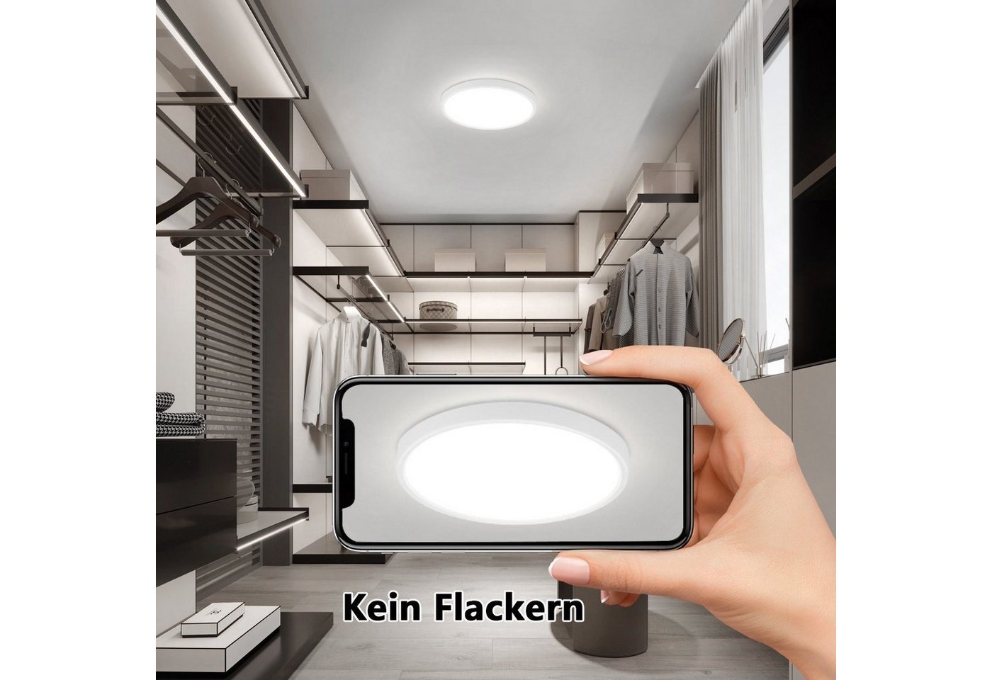 ZMH LED Deckenleuchte Küchenlampe Rund Ø22//23cm - Flach Flur, LED fest integriert, Klatweiß, zimmerlampe Flach 15W Schlafzimmerlampe Bild 5