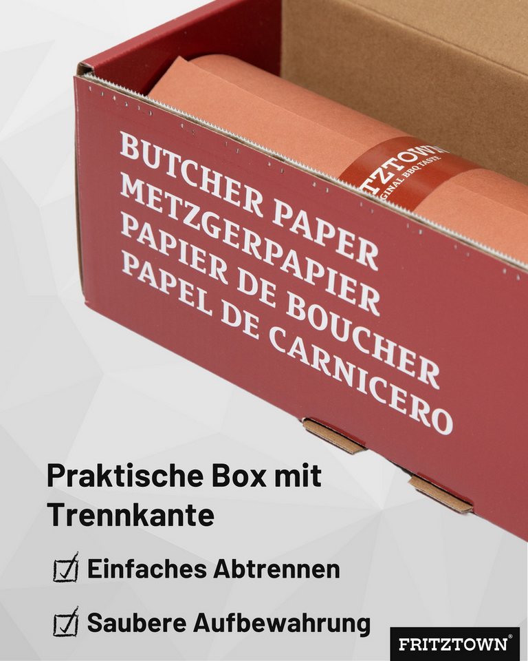 FRITZTOWN Kraftpapier Butcher Paper Deluxe Pink 60cm x 50m Rolle-Box mit Abreißkante Bild 4