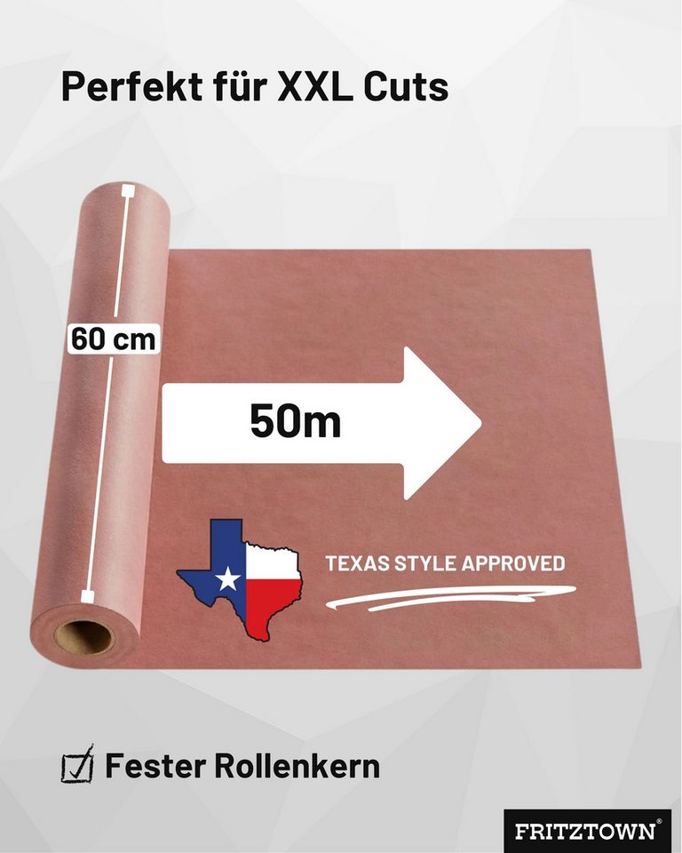 FRITZTOWN Kraftpapier Butcher Paper Deluxe Pink 60cm x 50m Rolle-Box mit Abreißkante Bild 5
