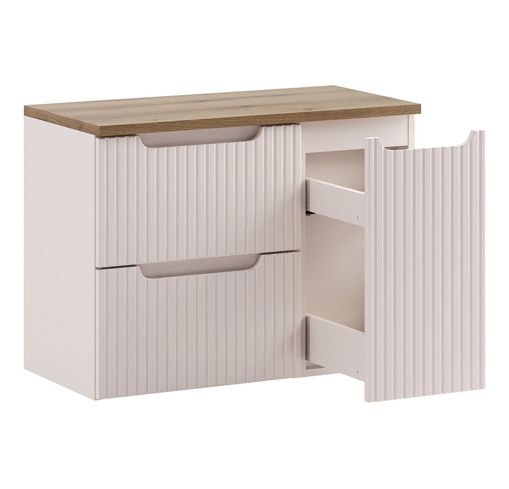 Lomadox Unterschrank NEWPORT-56-CASHMERE 30 cm breit in kaschmir, gerillte Front, 1 Auszug Bild 2