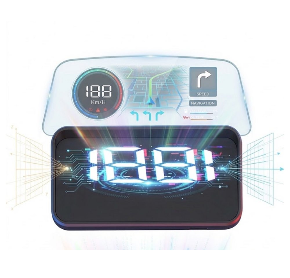 Athlix Head Up Display Digitales Head-Up-Display (HUD) Geschwindigkeitsmesser, Einfache Plug-and-Play-Nutzung, Blendfreie Anzeige