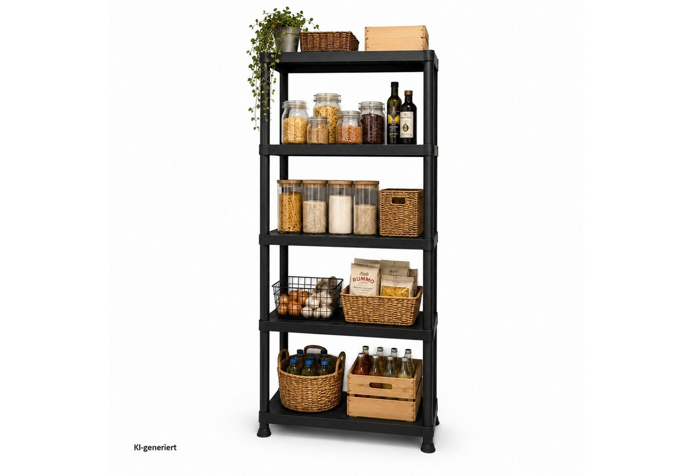 HTI-Living Mehrzweckregal Kunststoffregal mit 5 Ablagen, 61 x 171 x 31 cm, Schwarz, 1 Stück, Mehrzweckregal