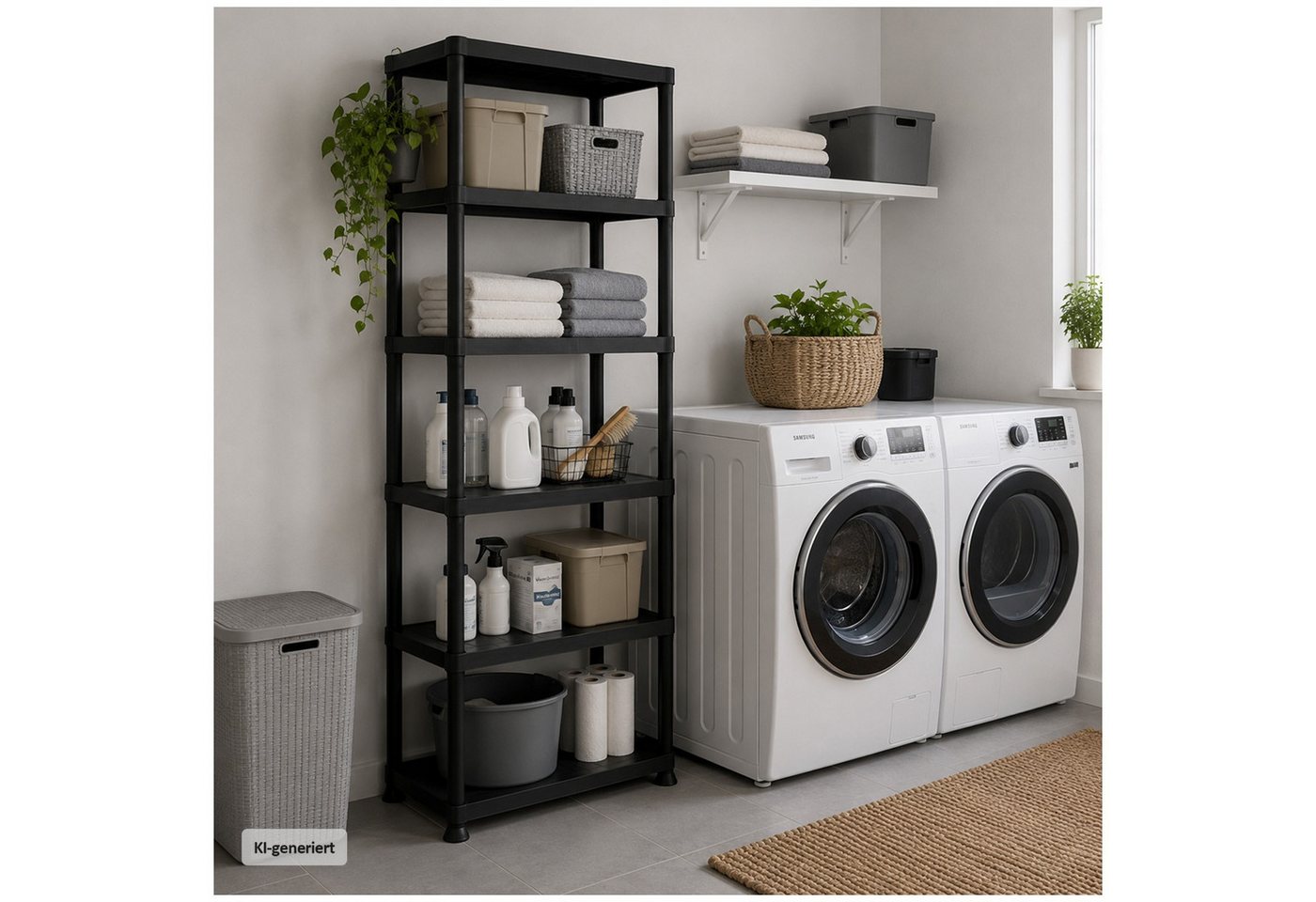HTI-Living Mehrzweckregal Kunststoffregal mit 5 Ablagen, 61 x 171 x 31 cm, Schwarz, 1 Stück, Mehrzweckregal Bild 2