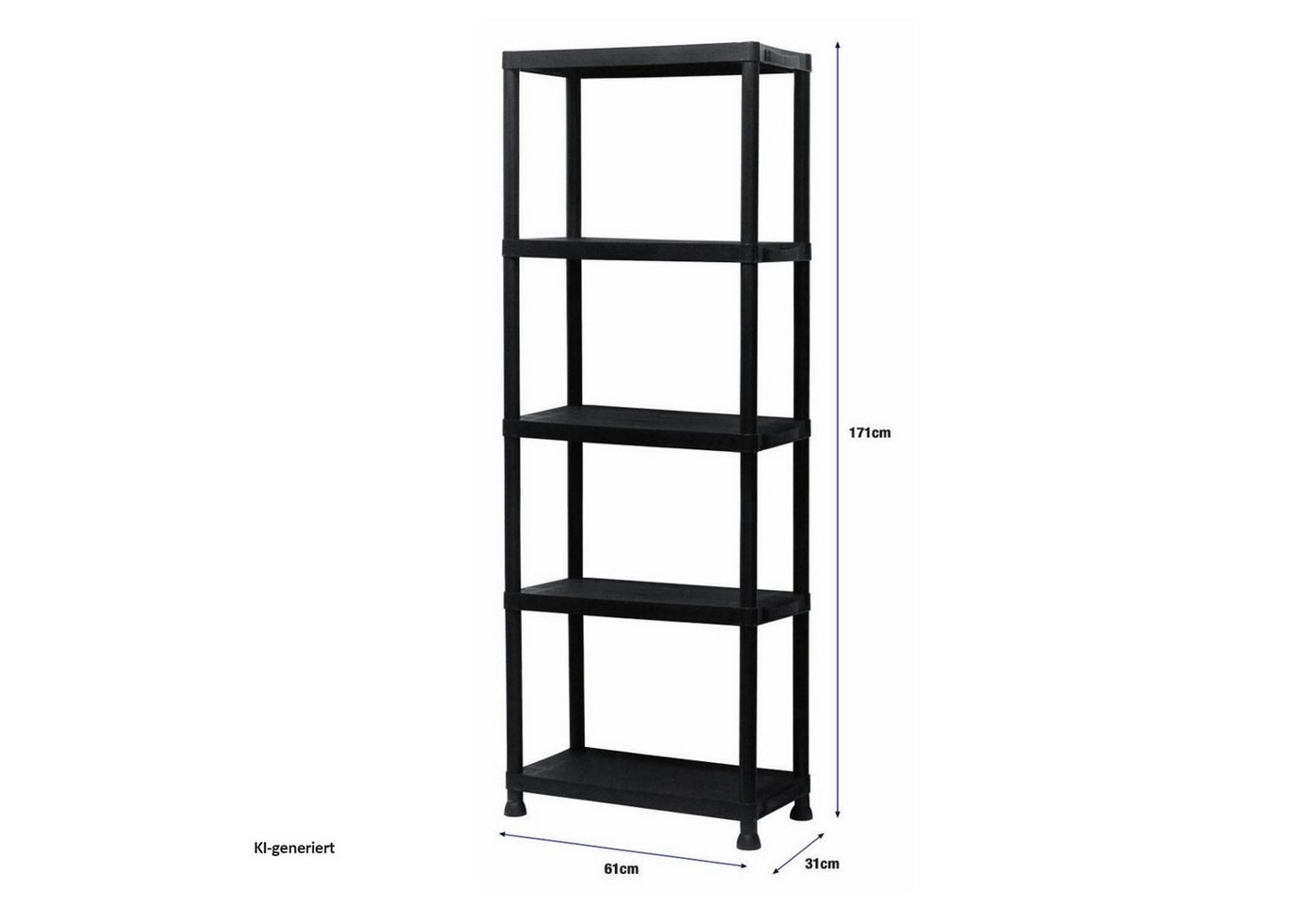 HTI-Living Mehrzweckregal Kunststoffregal mit 5 Ablagen, 61 x 171 x 31 cm, Schwarz, 1 Stück, Mehrzweckregal Bild 3