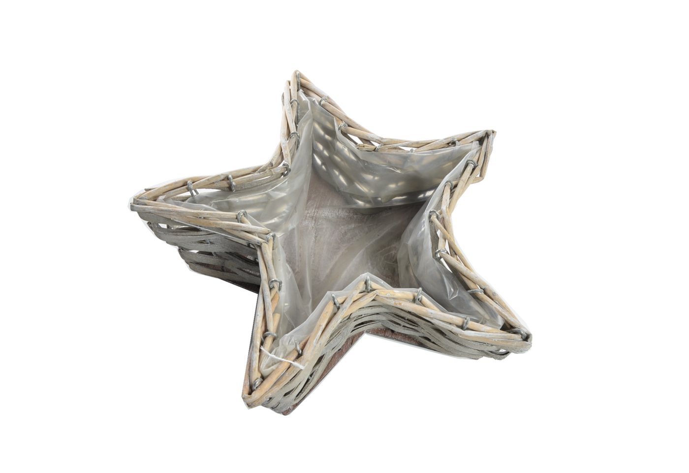 B&S Pflanzschale Pflanzkorb Blumenkorb Stern mit Innenfolien 24 x 24 cm