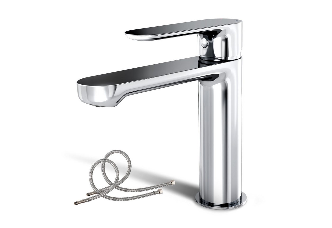 Alphabath Waschtischarmatur (Set, Bad Wasserhahn mit einem 3/8"-Zoll-Kompressionsgelenk) Chrom Badarmatur,mit Keramikkartusche,Edelstahl für Badezimmer