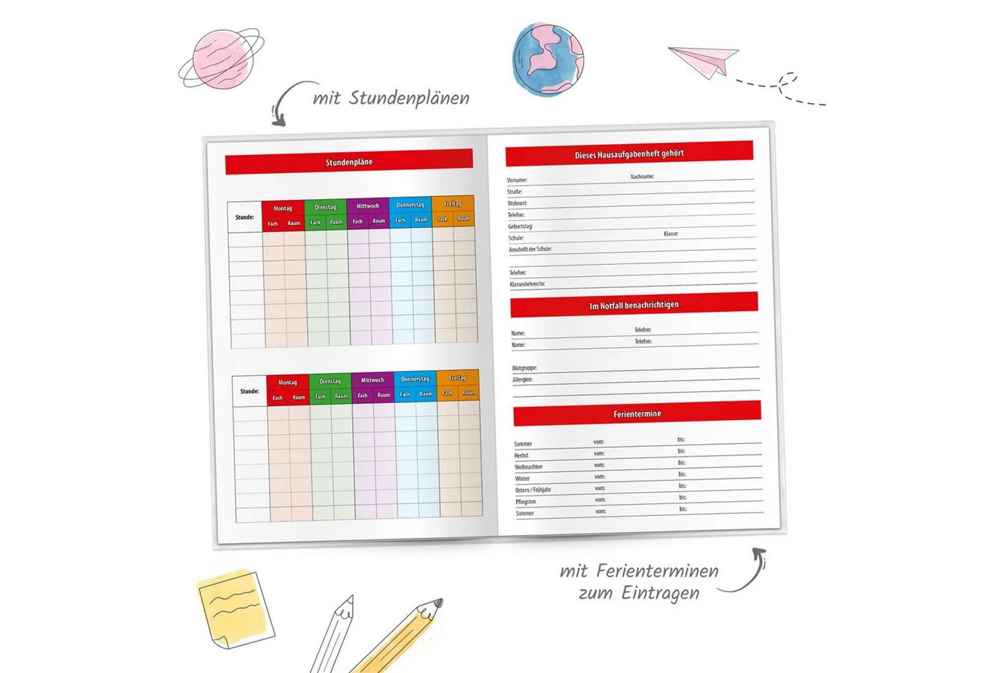 Trötsch Verlag Schülerkalender TRÖTSCH - Hausaufgabenheft Grundschule Zum Schulstart Tierfreunde Bild 4